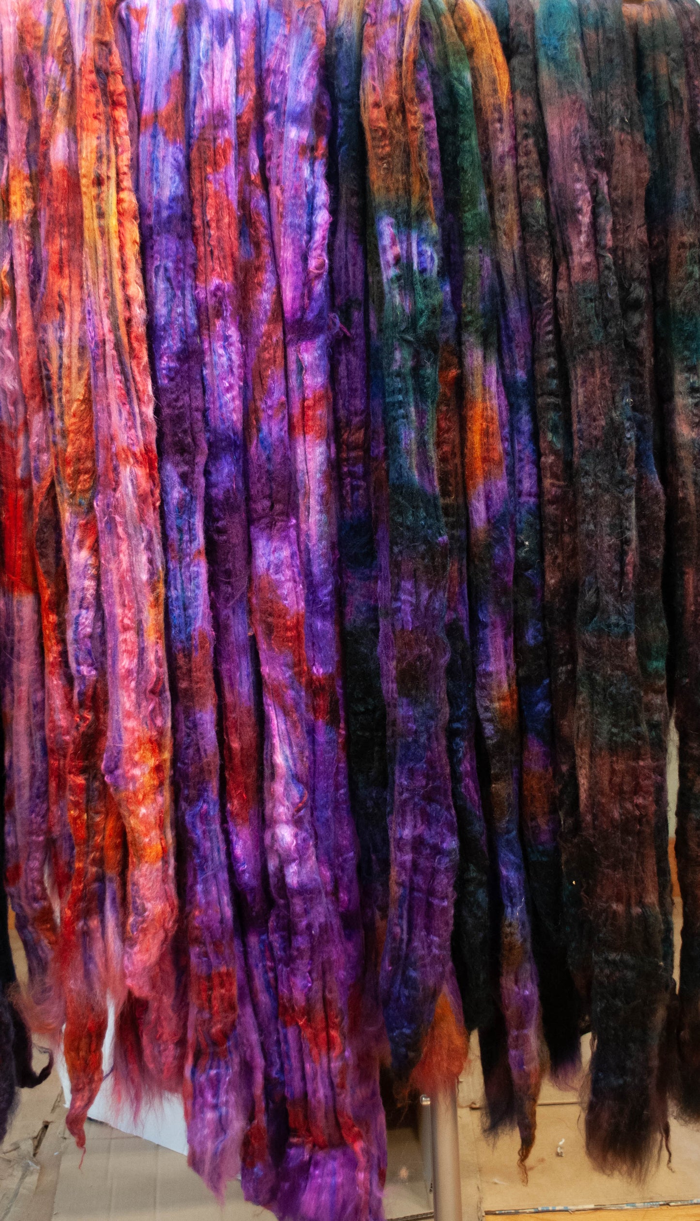 Amaranth - Gradient Braid Set -(5.7 oz) - Batt in a Braid #39 - Merino/ Mulberry Silk / Sari Silk (50/25/25)