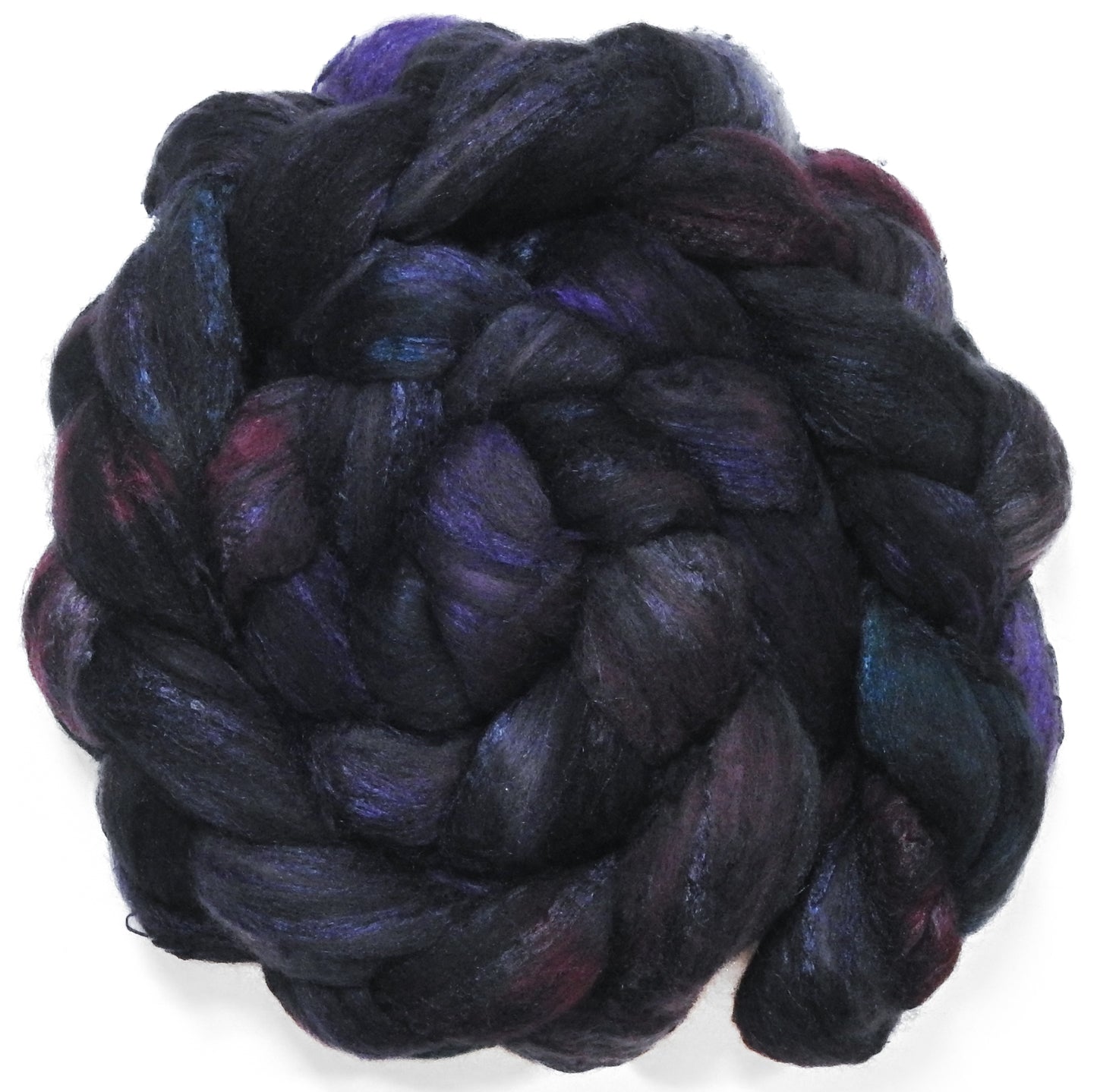 Witch-King (5.8 oz) - Batt in a Braid #66 - Cormo/ Tussah Silk / Silk Slubs(60/25/15)