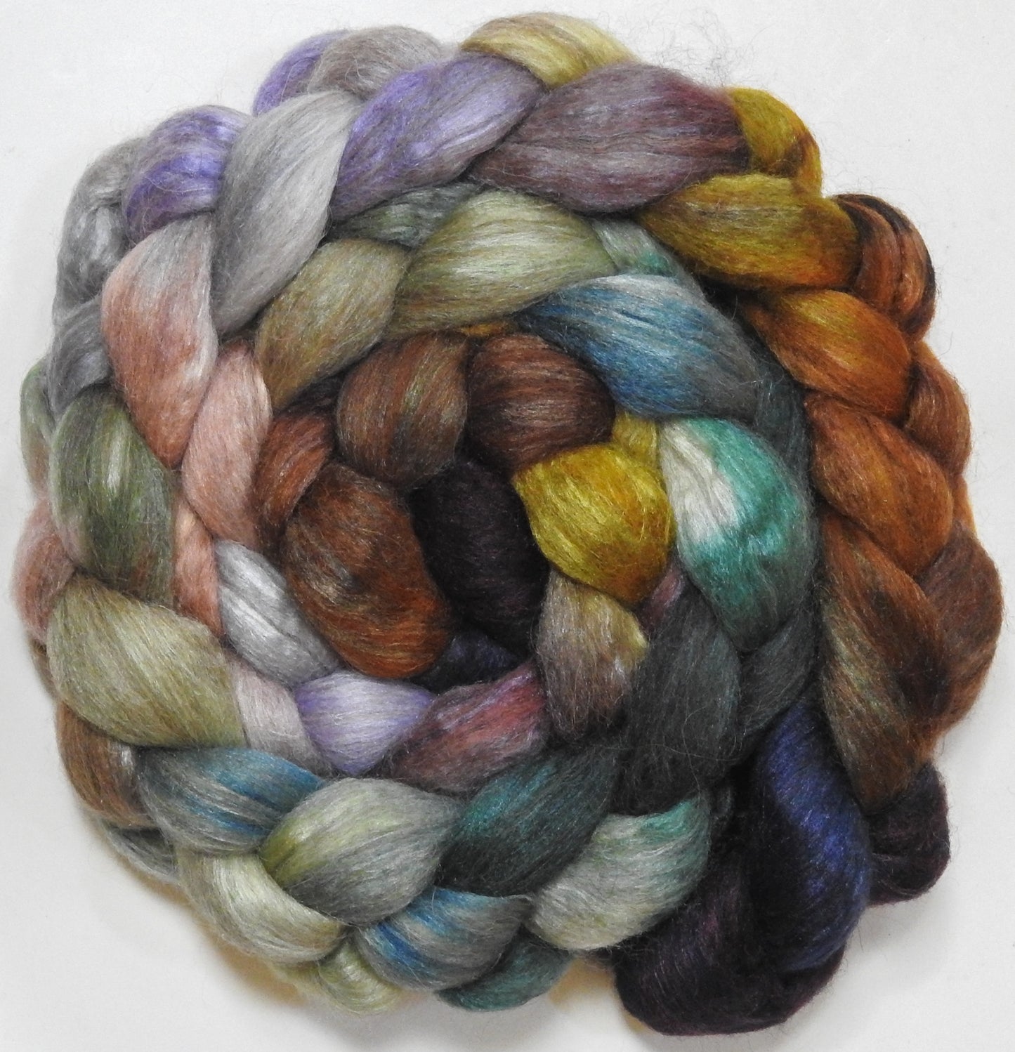 Lady Éowyn (5.6 oz) - Batt in a Braid #6 - 1/3 Grey Baby Alpaca/1/3 Polwarth/ 1/3 Tussah Silk