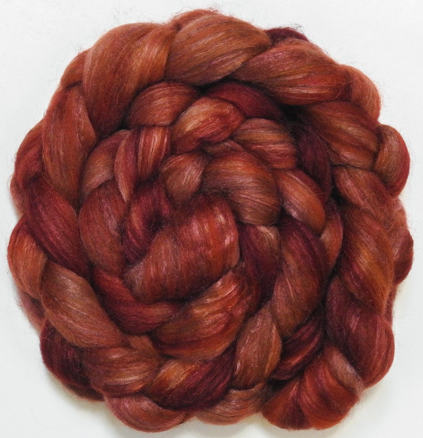 Henna (5.7 oz) - Batt in a Braid #6 - 1/3 Grey Baby Alpaca/1/3 Polwarth/ 1/3 Tussah Silk