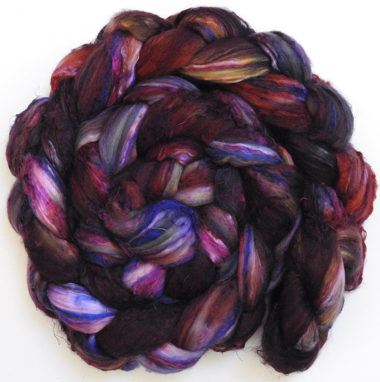 Batt in a Braid #39 - Singular 38 -(5.6 oz.) Merino/ Mulberry Silk / Sari Silk (50/25/25)