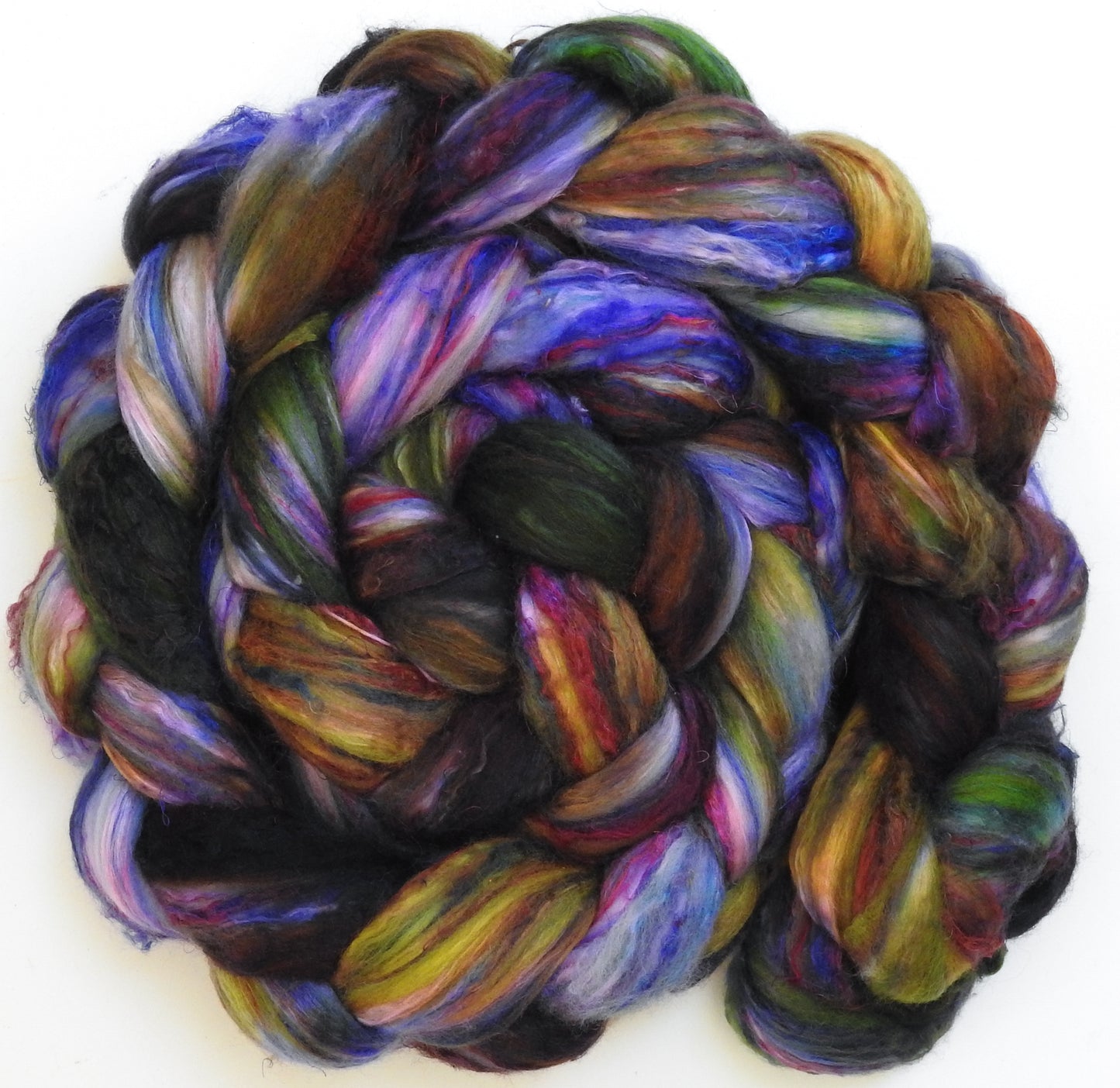 Batt in a Braid #39 - Singular 39 -(5.7 oz.) Merino/ Mulberry Silk / Sari Silk (50/25/25)