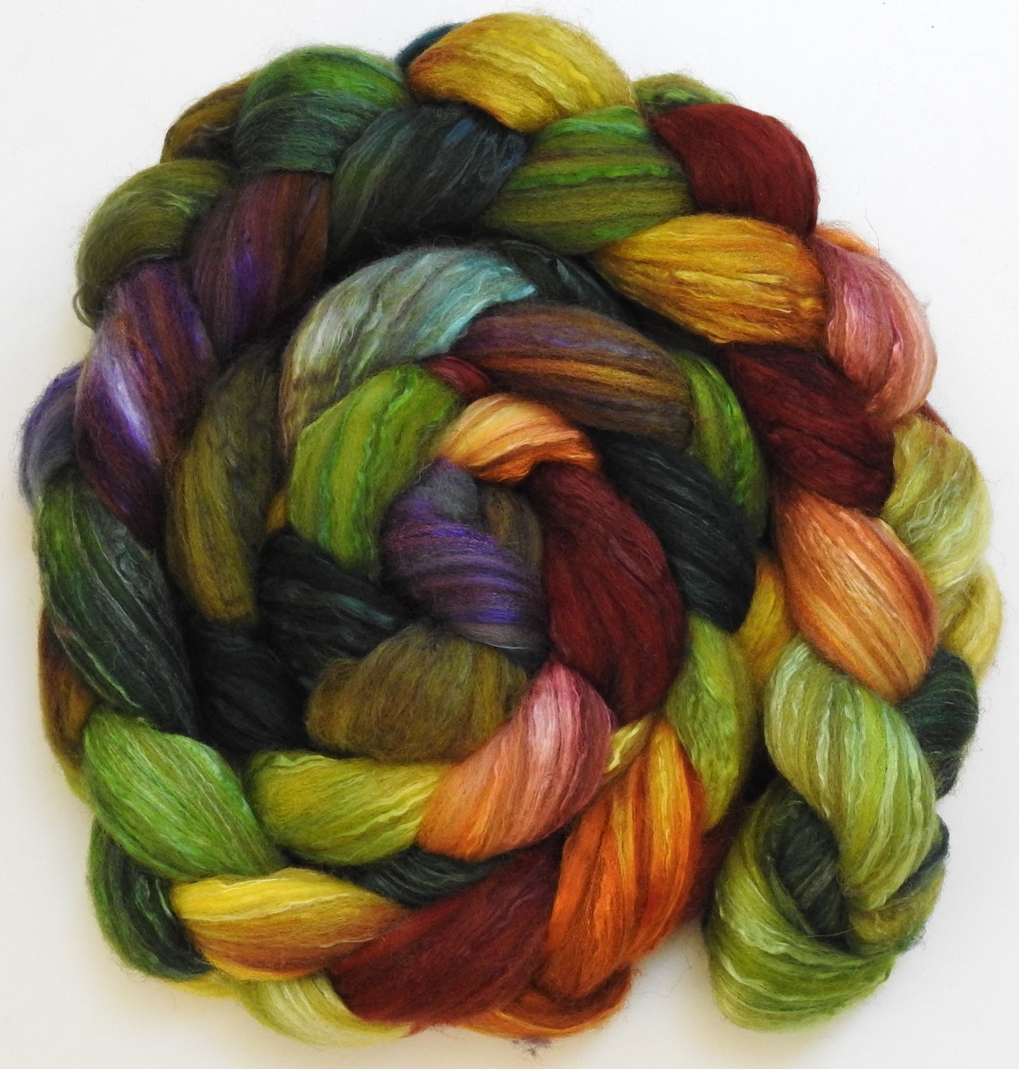 Faramir (5.5 oz) - Batt in a Braid #7 - Polwarth/ Manx / Mulberry silk/ Firestar (30/30/30/10)