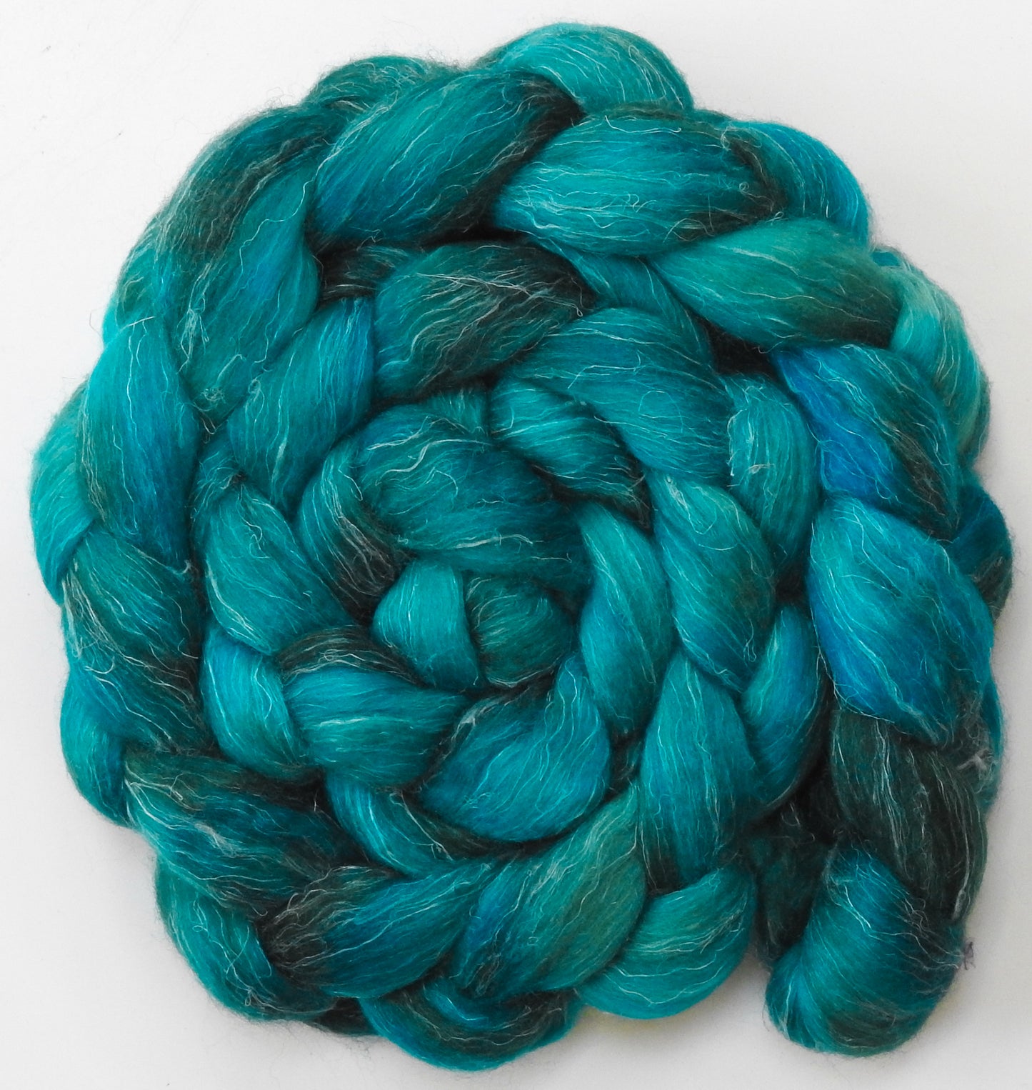 Siren (5.7 oz) - Batt in a Braid #3 - Polwarth/ Tussah Silk/ Flax (50/25/25)