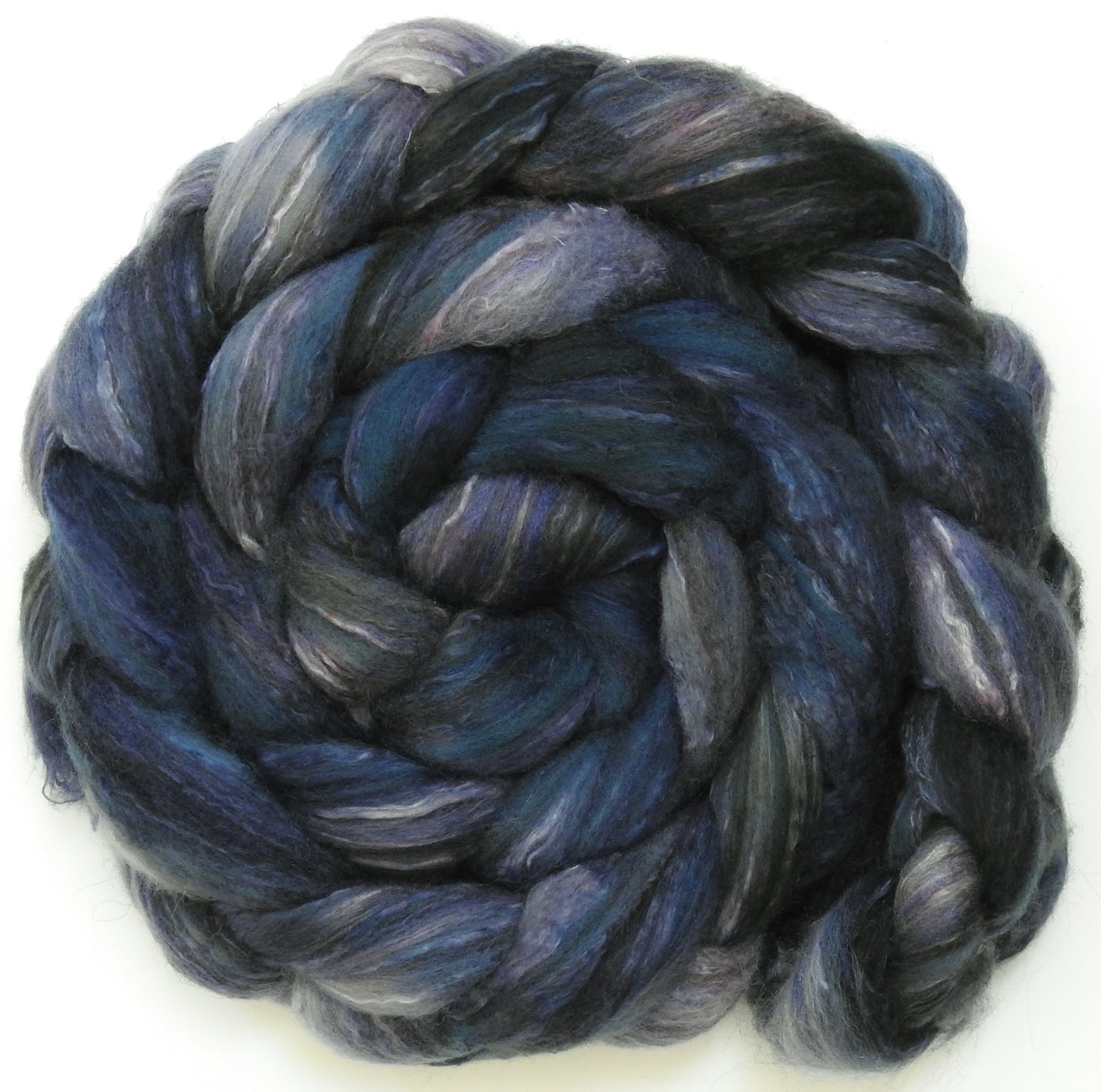 Whodunit (5.6 oz) - Batt in a Braid #7 - Polwarth/ Manx / Mulberry silk/ Firestar (30/30/30/10)