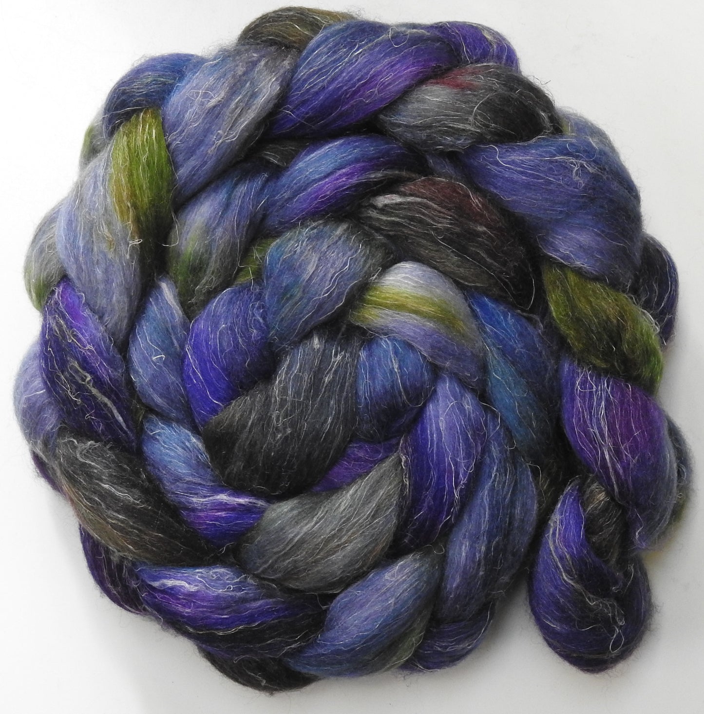 Questing Beast (5.8 oz) - Batt in a Braid #3 - Polwarth/ Tussah Silk/ Flax (50/25/25)