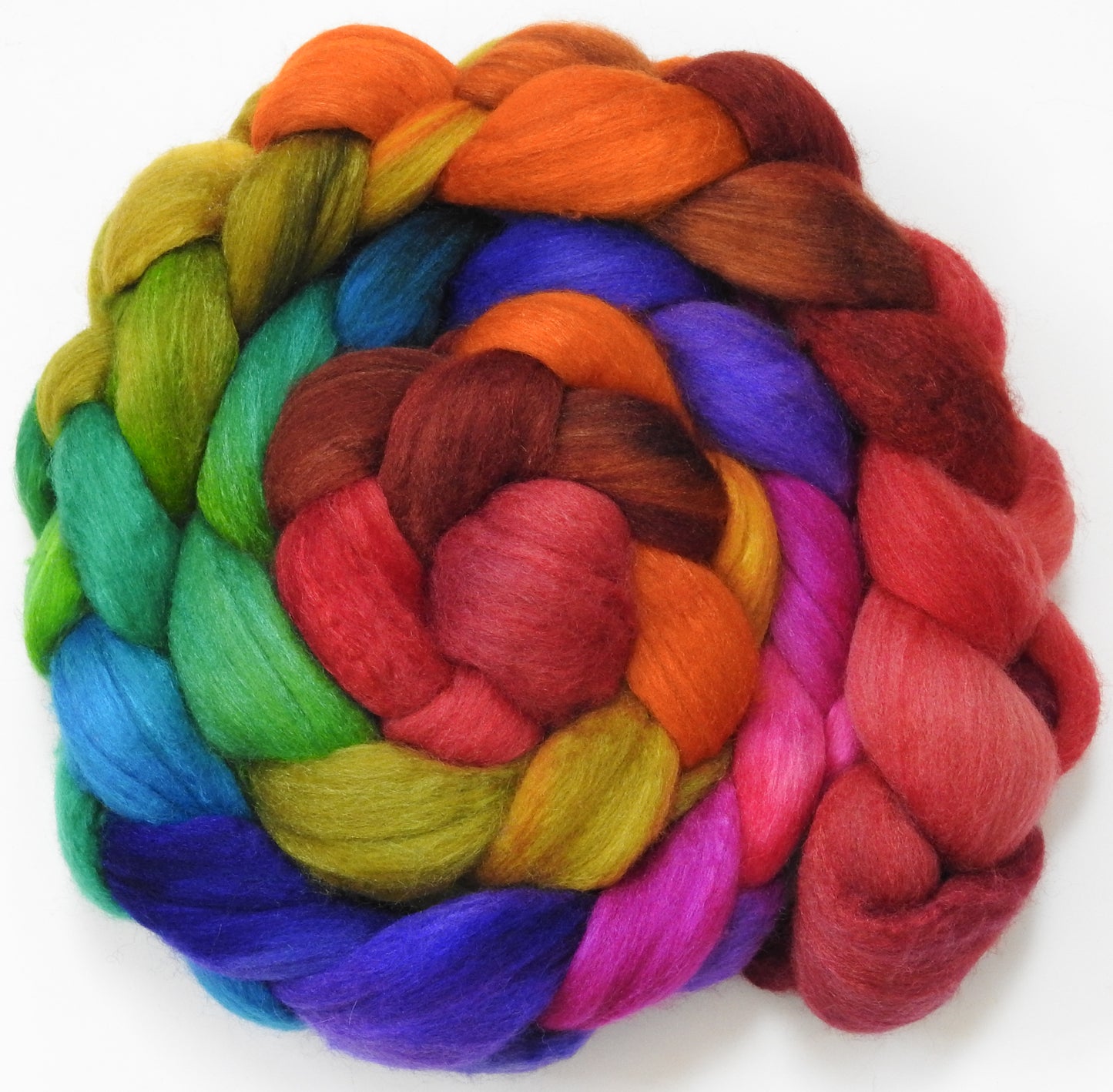 End of the Rainbow (5.5 oz) - Batt in a Braid #62 (Polwarth/ CASHMERE/ silk -50/25/25)