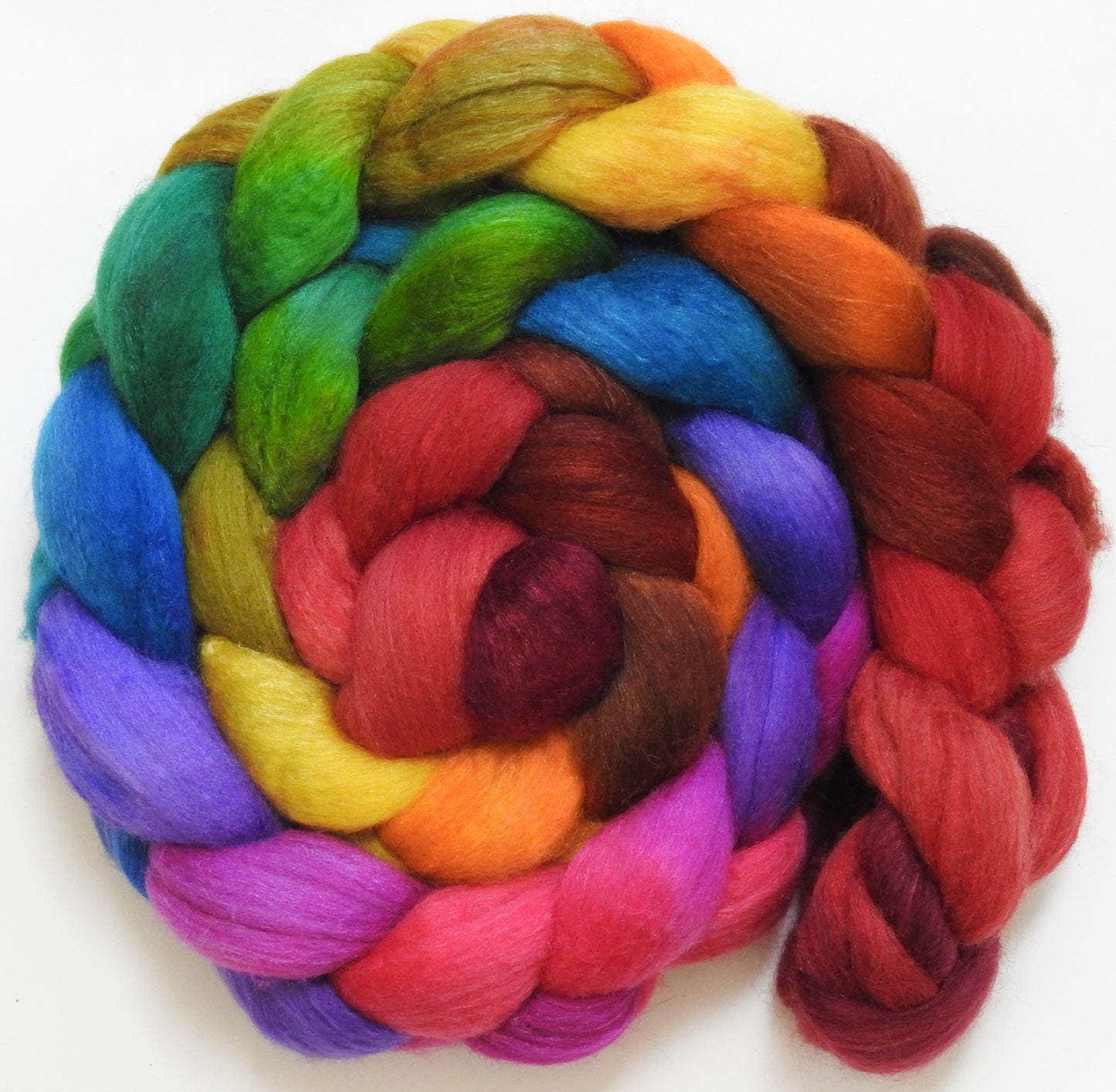End of the Rainbow (5.5 oz) - Batt in a Braid #62 (Polwarth/ CASHMERE/ silk -50/25/25)