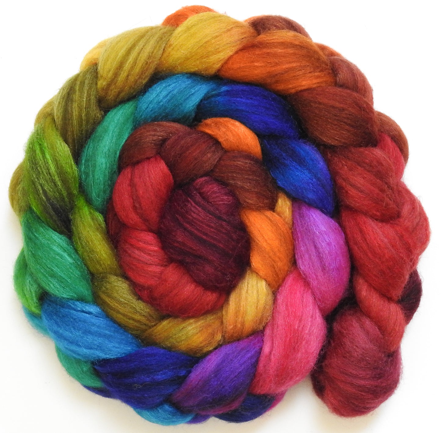 End of the Rainbow (5.5 oz)-Batt in a Braid #27- Lt. Grey Shetland/ Falkland Merino / tussah silk (50/25/25)