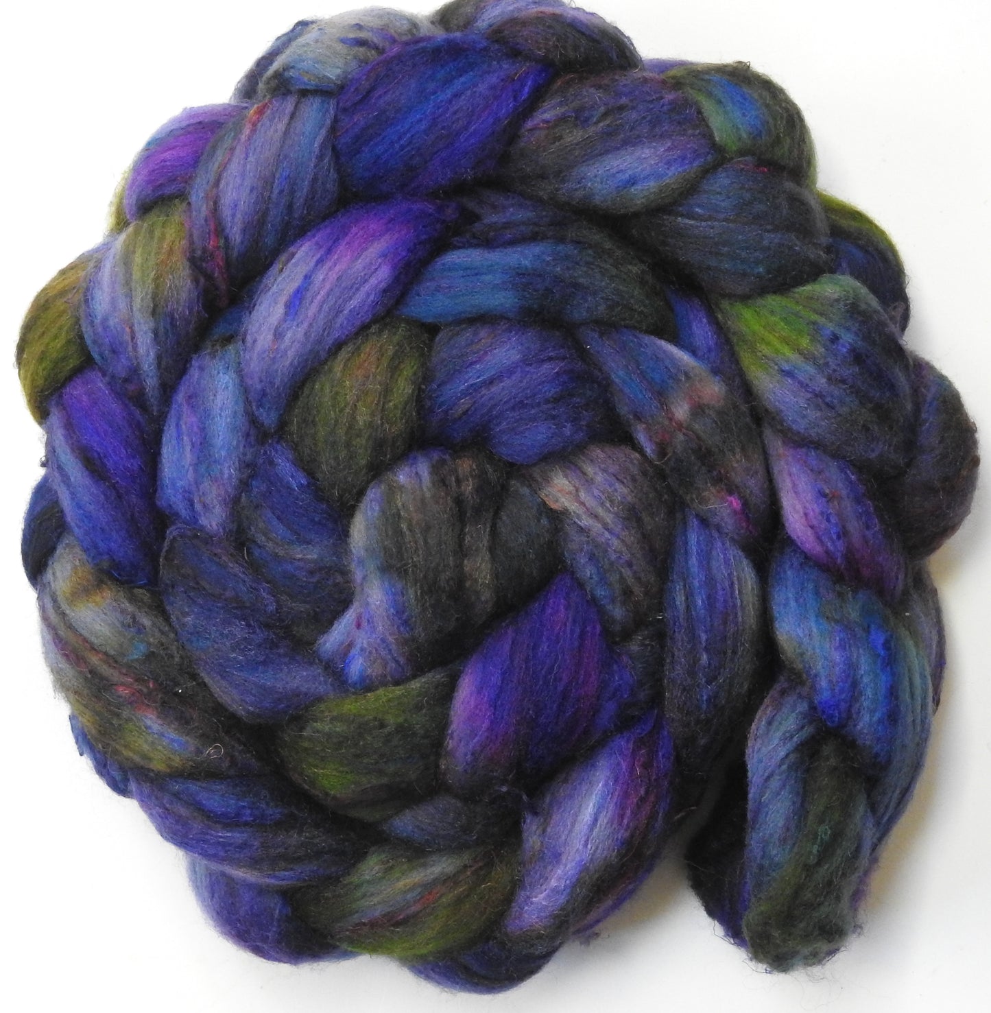 Questing Beast (5.7 oz) - Batt in a Braid #65 - Rambouillet/ Cormo / Sari silk/ Tussah silk (40/25/25/10)