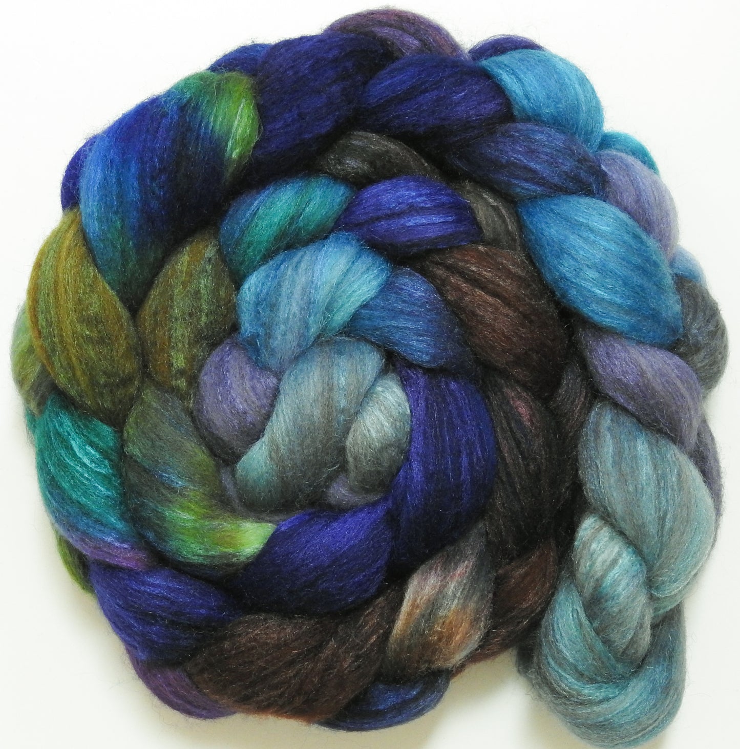 Half Moon Bay (5.5 oz)-Batt in a Braid #27- Lt. Grey Shetland/ Falkland Merino / tussah silk (50/25/25)