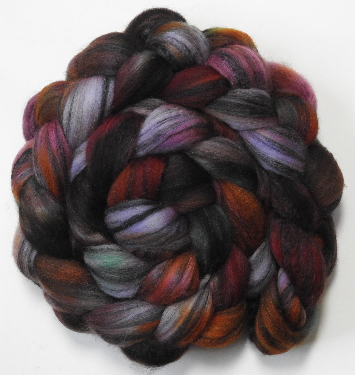 Beautiful Mess (5.8 oz) - Batt in a Braid #68 - Lt. Grey Shetland/ Falkland Merino / Black tussah silk (45/30/25)