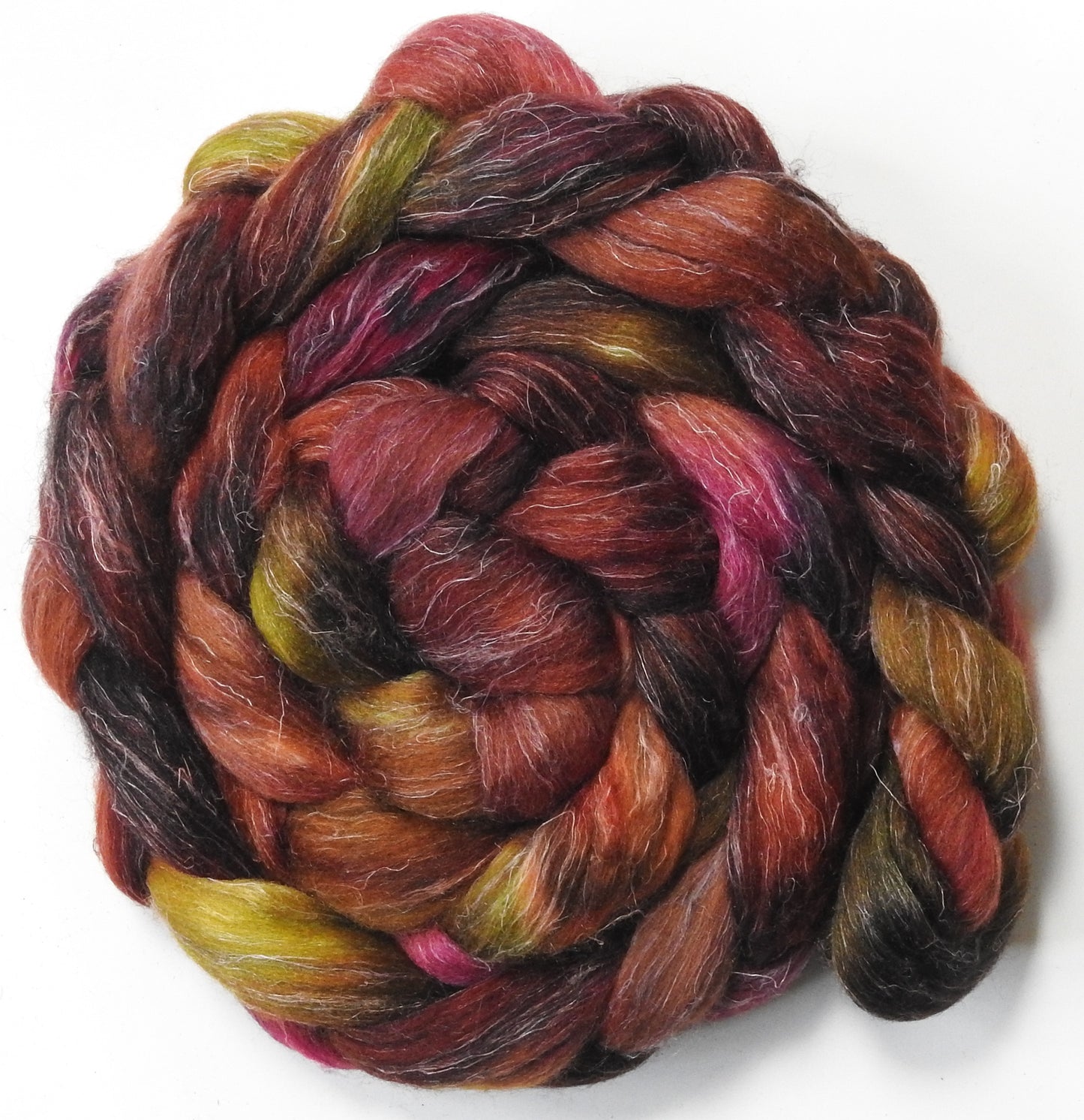 Sweater Weather (5.9 oz) - Batt in a Braid #3 - Polwarth/ Tussah Silk/ Flax (50/25/25)