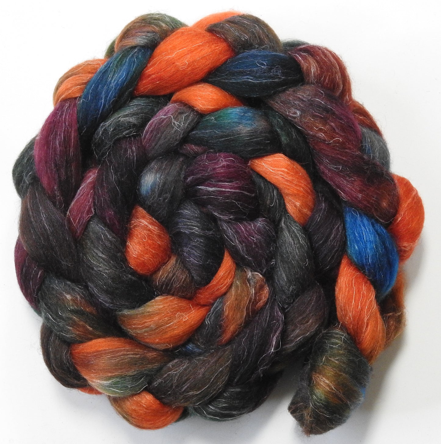 Fit as a Fiddle (5.9 oz) - Batt in a Braid #3 - Polwarth/ Tussah Silk/ Flax (50/25/25)