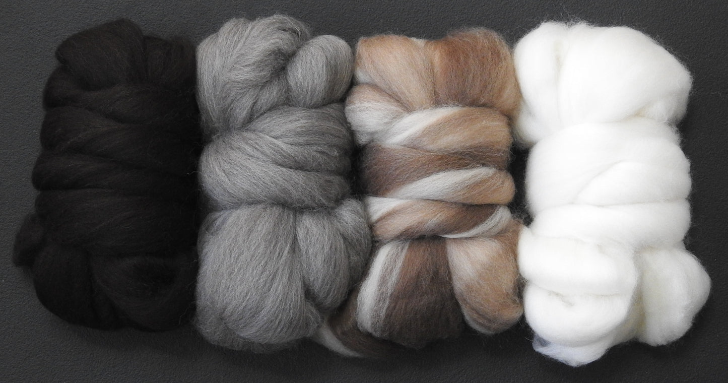 Haunui Sampler Set - (5 oz total) natural undyed Haunui Fiber from New Zealand