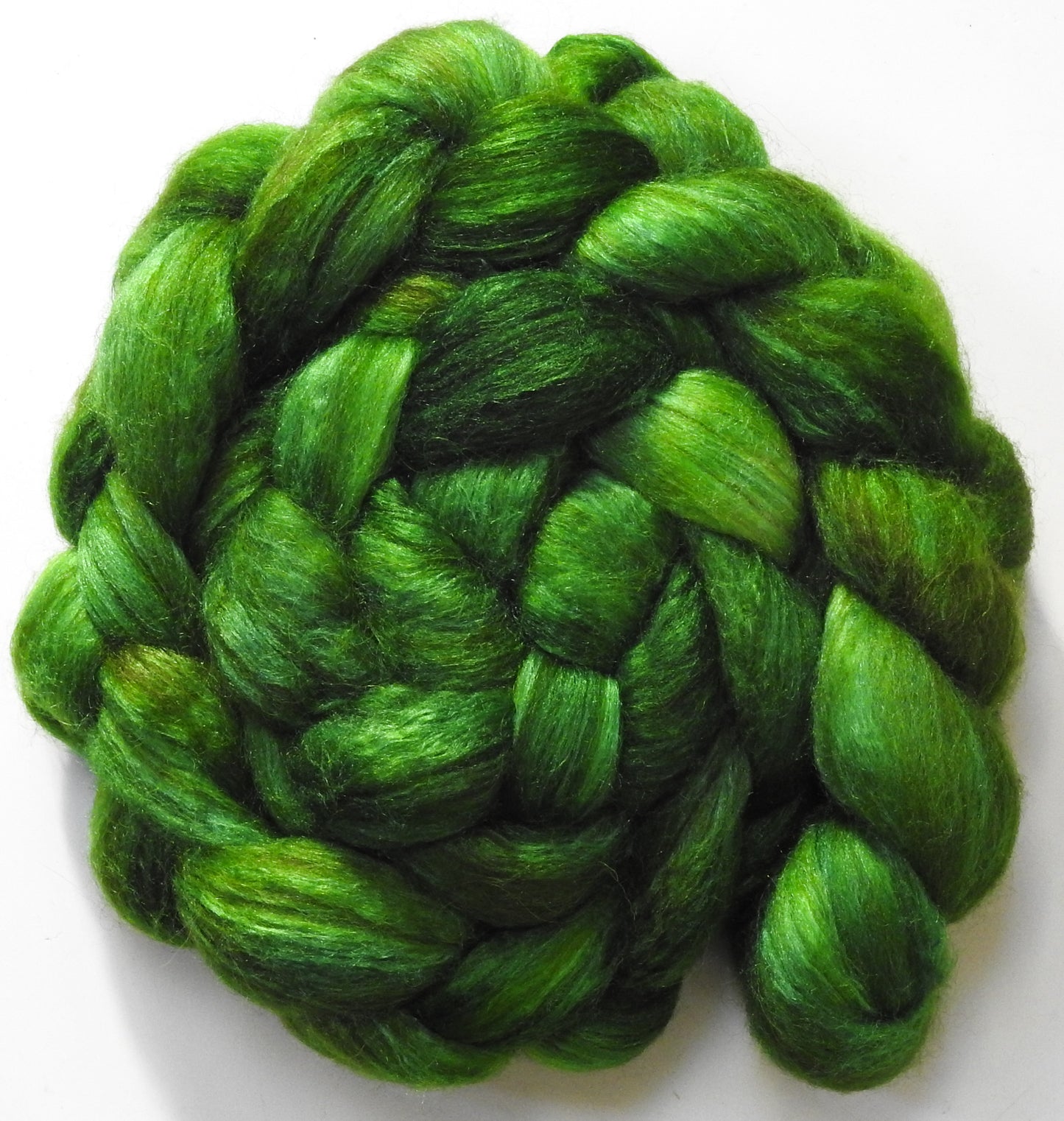 Wheatgrass (5.7 oz) - Batt in a Braid #6 - 1/3 Grey Baby Alpaca/1/3 Polwarth/ 1/3 Tussah Silk
