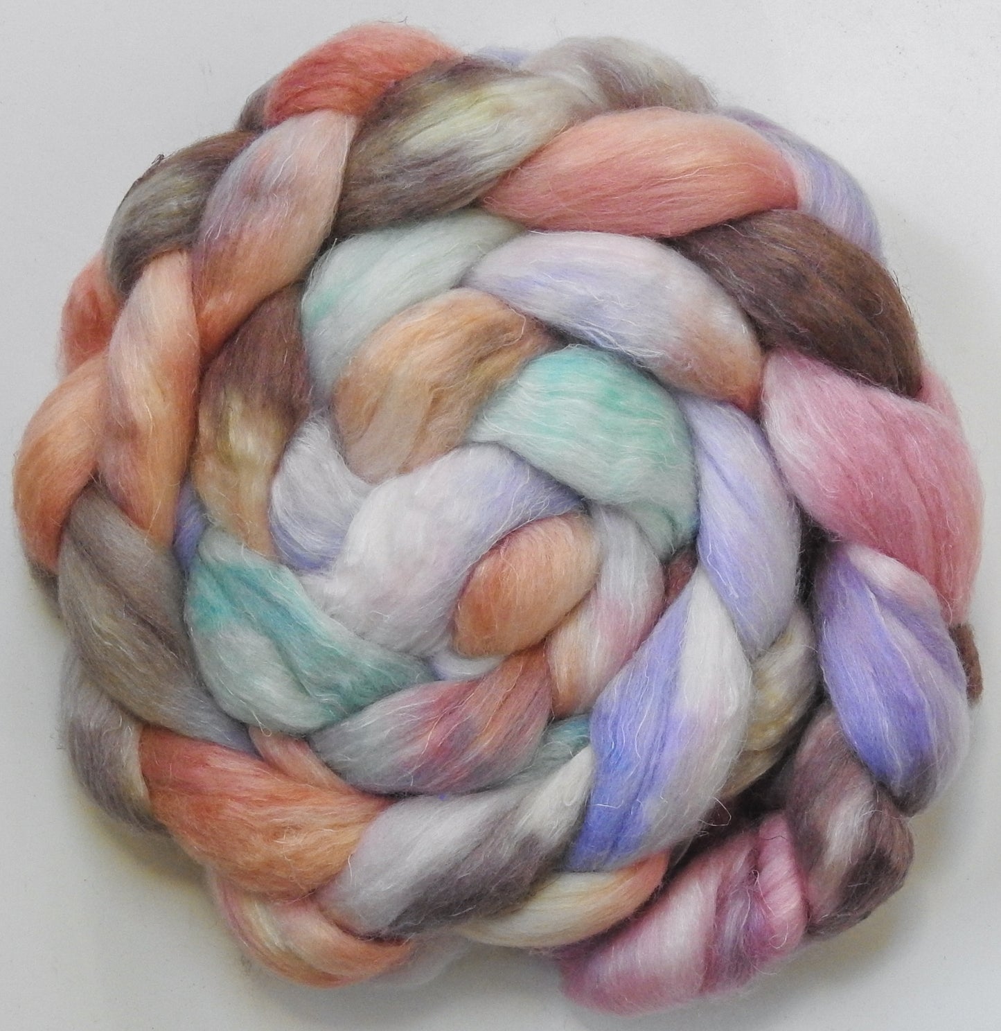 Fezziwig (5.7 oz) - Batt in a Braid #3 - Polwarth/ Tussah Silk/ Flax (50/25/25)