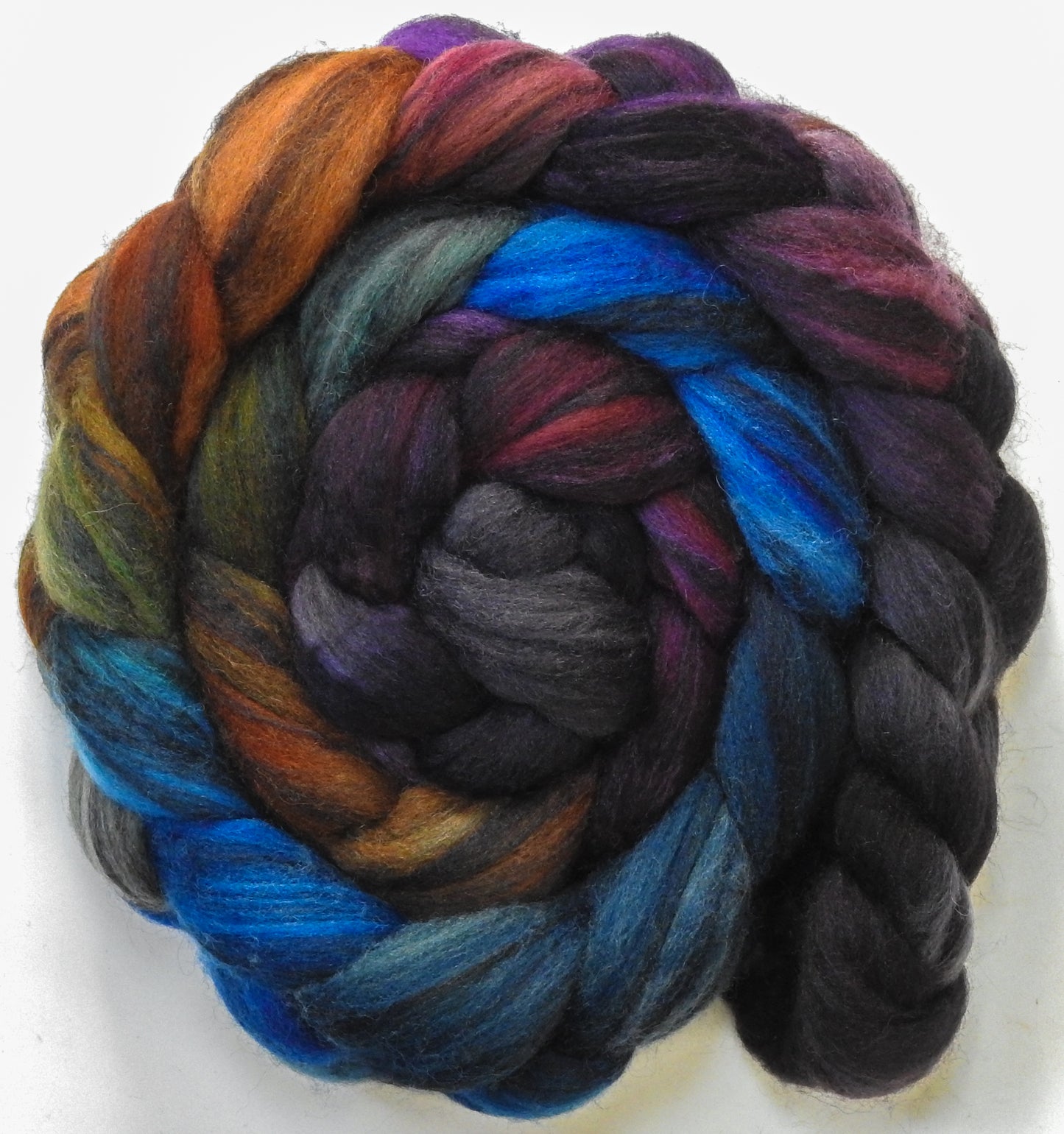Grackle (5.7 oz) - Batt in a Braid #68 - Lt. Grey Shetland/ Falkland Merino / Black tussah silk (45/30/25)