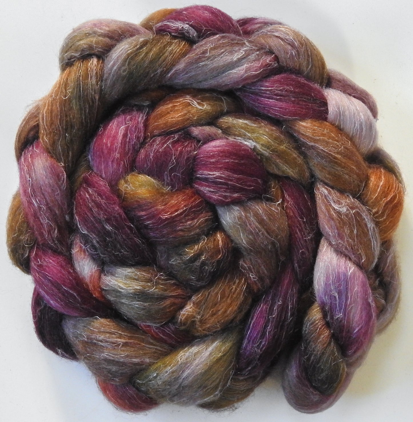 Home Sweet Home (5.7 oz) - Batt in a Braid #3 - Polwarth/ Tussah Silk/ Flax (50/25/25)