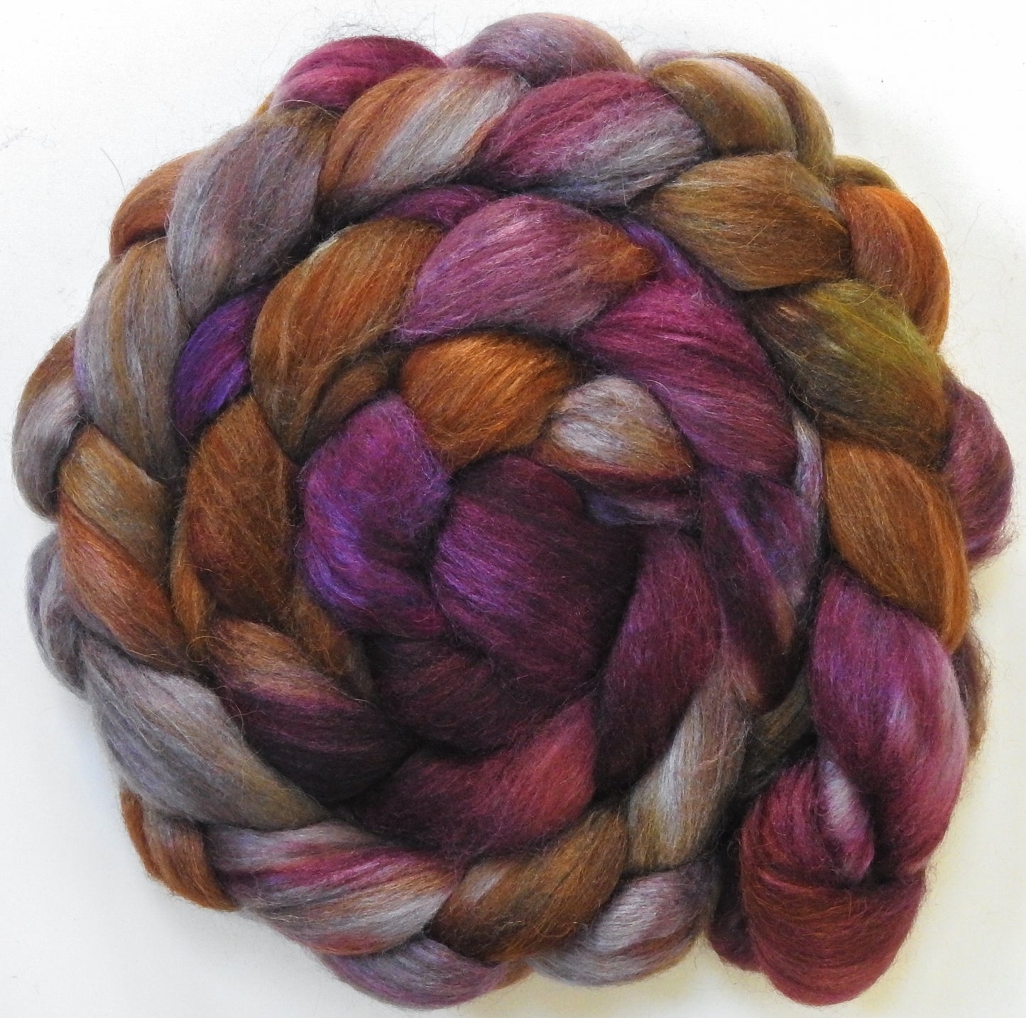Home Sweet Home (5.7 oz) - Batt in a Braid #6 - 1/3 Grey Baby Alpaca/1/3 Polwarth/ 1/3 Tussah Silk