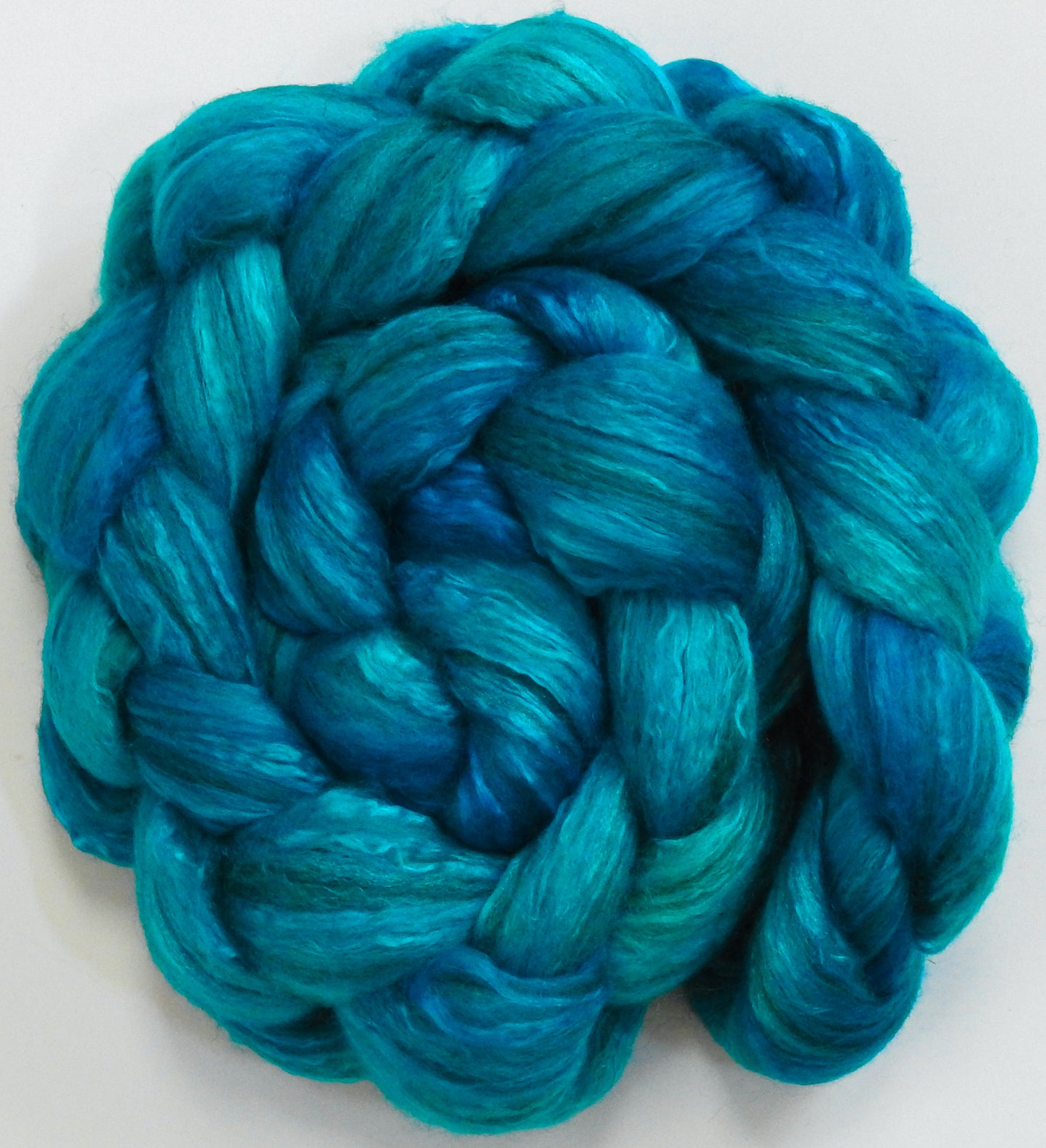Capri (3.4 oz) - Batt in a Braid #7 - Polwarth/ Manx / Mulberry silk/ Firestar (30/30/30/10)