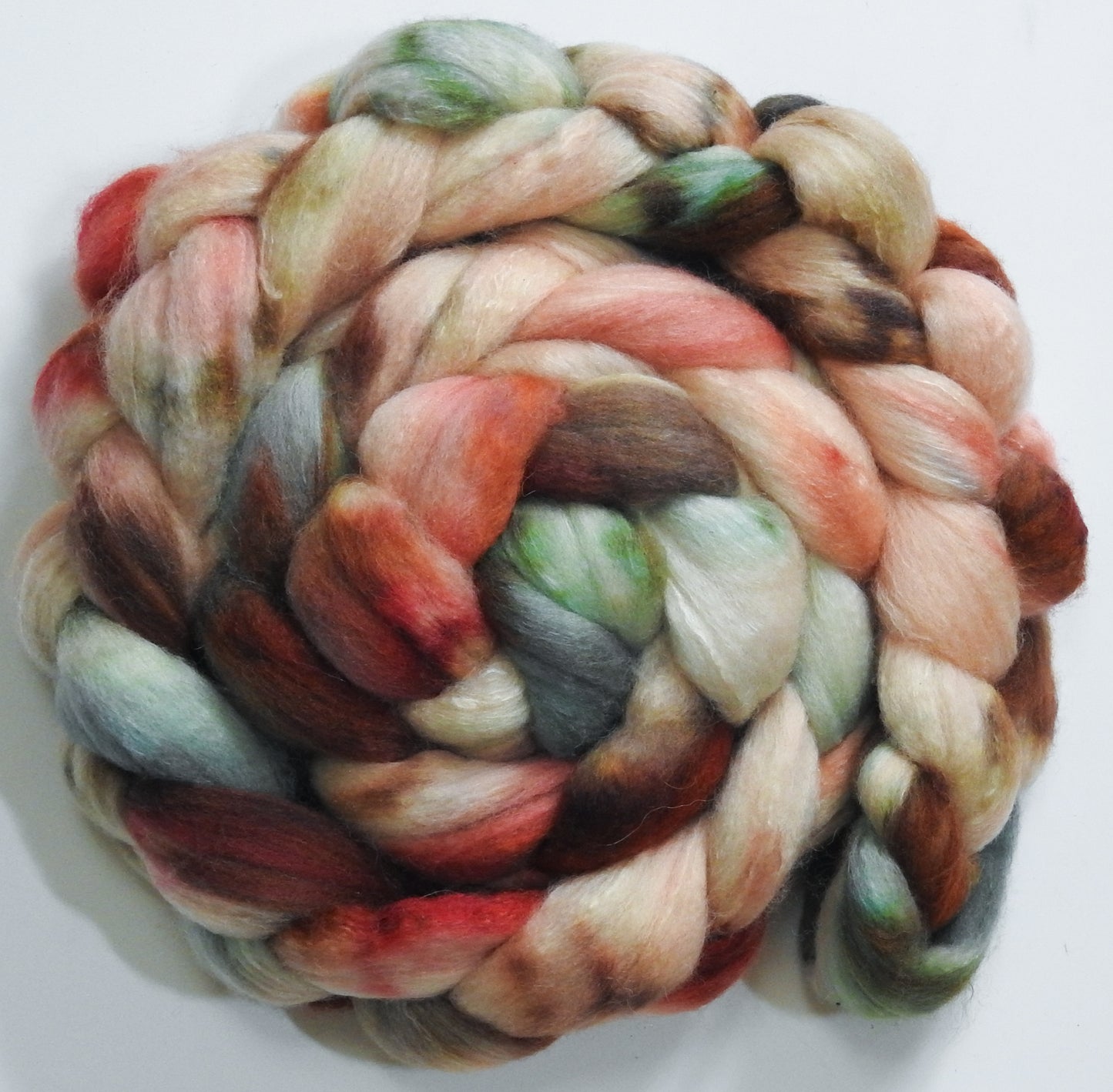 Neroli (5.5 oz) -Batt in a Braid #63 (Cormo/ CAMEL/ silk -60/20/20)