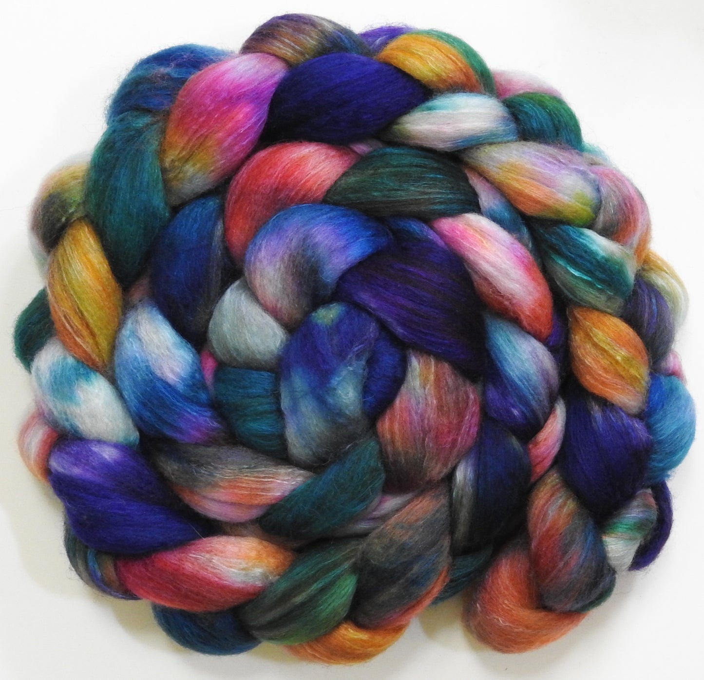 Birds of a Feather (5.5 oz) -Batt in a Braid #63 (Cormo/ CAMEL/ silk -60/20/20)