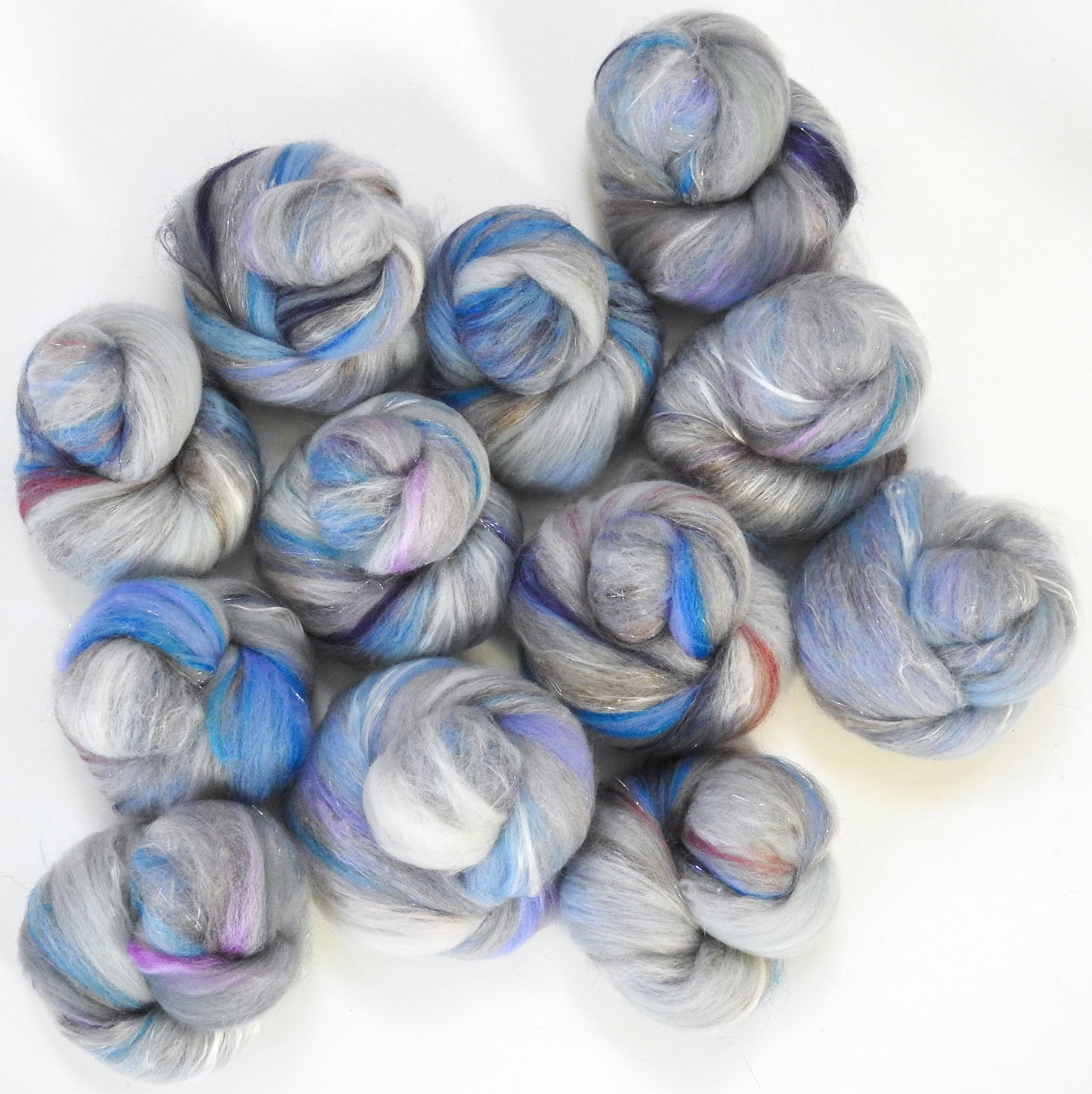 Blizzard - (4.1 oz) Sparkle Sticklebatts - Haunui fleece, YAK, merino, silk, angelina