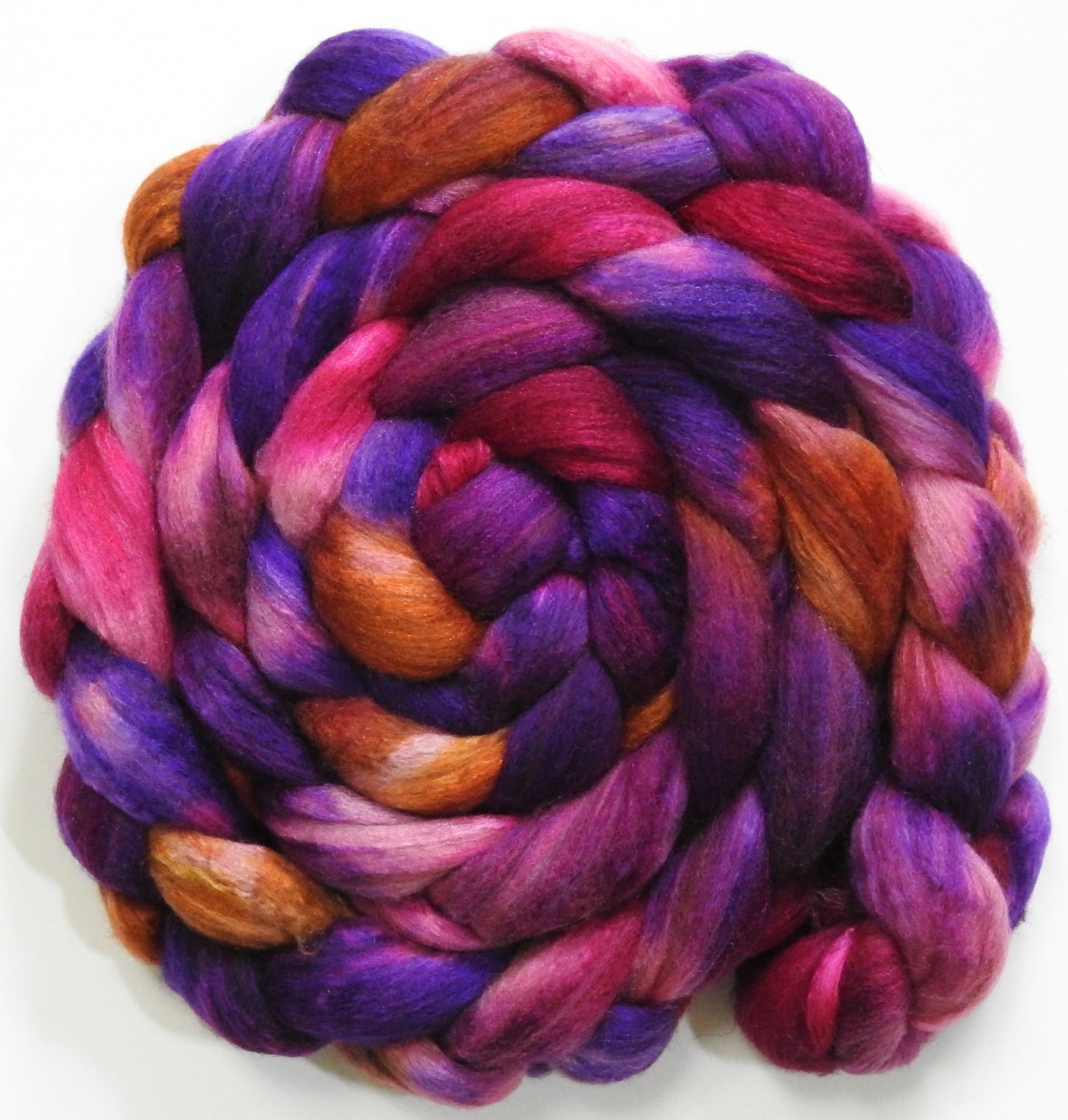 Borscht (5.8 oz) - Batt in a Braid #7 - Polwarth/ Manx / Mulberry silk/ Firestar (30/30/30/10)