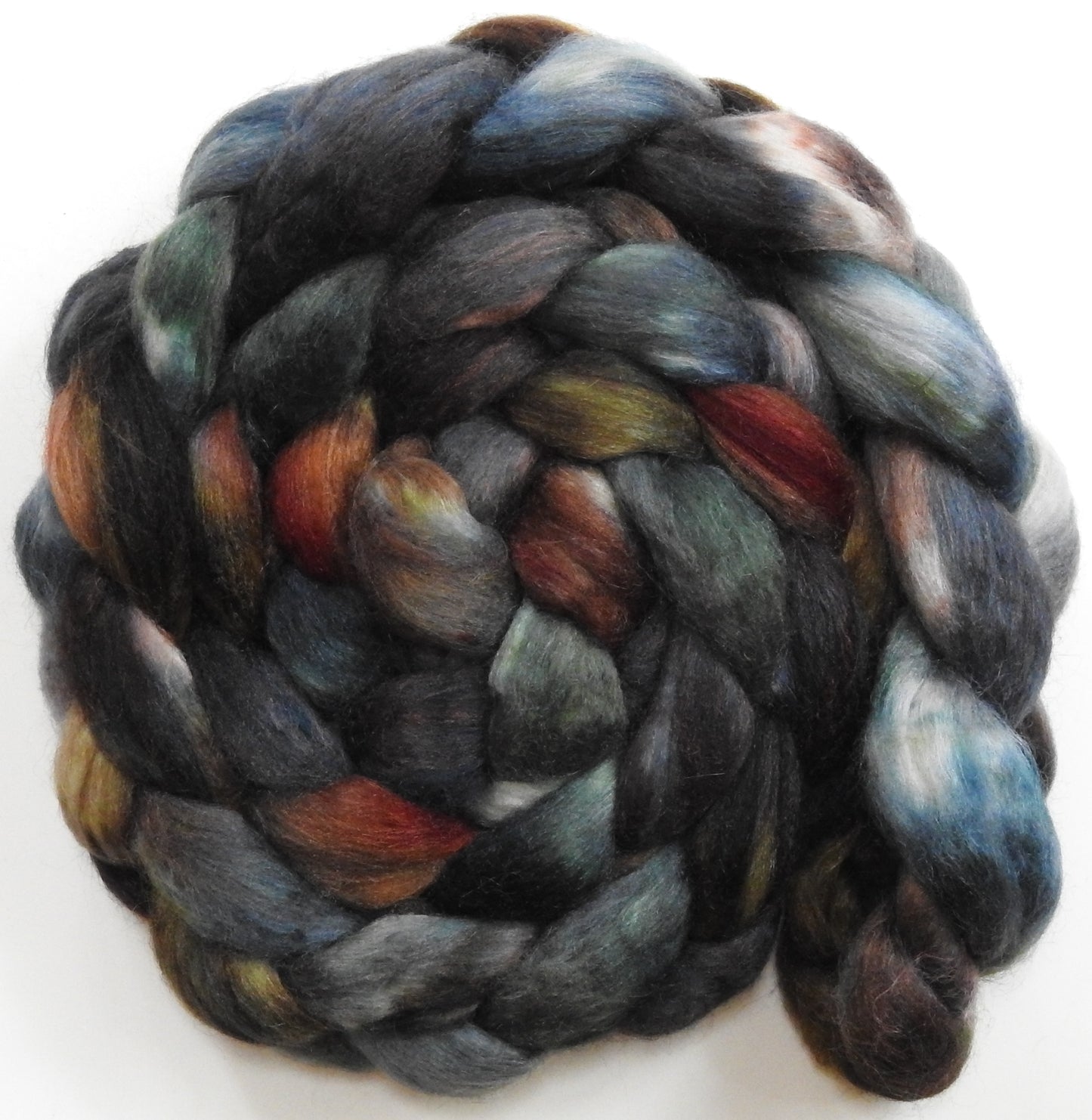 Glenstorm (5.7 oz) -Batt in a Braid #10- Merino/ Silk/Kid Mohair /Corriedale(25/25/25/25) (Copy)