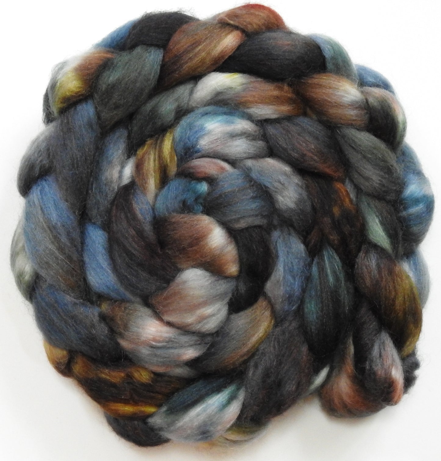 Glenstorm (5.7 oz) -Batt in a Braid #10- Merino/ Silk/Kid Mohair /Corriedale(25/25/25/25) (Copy)
