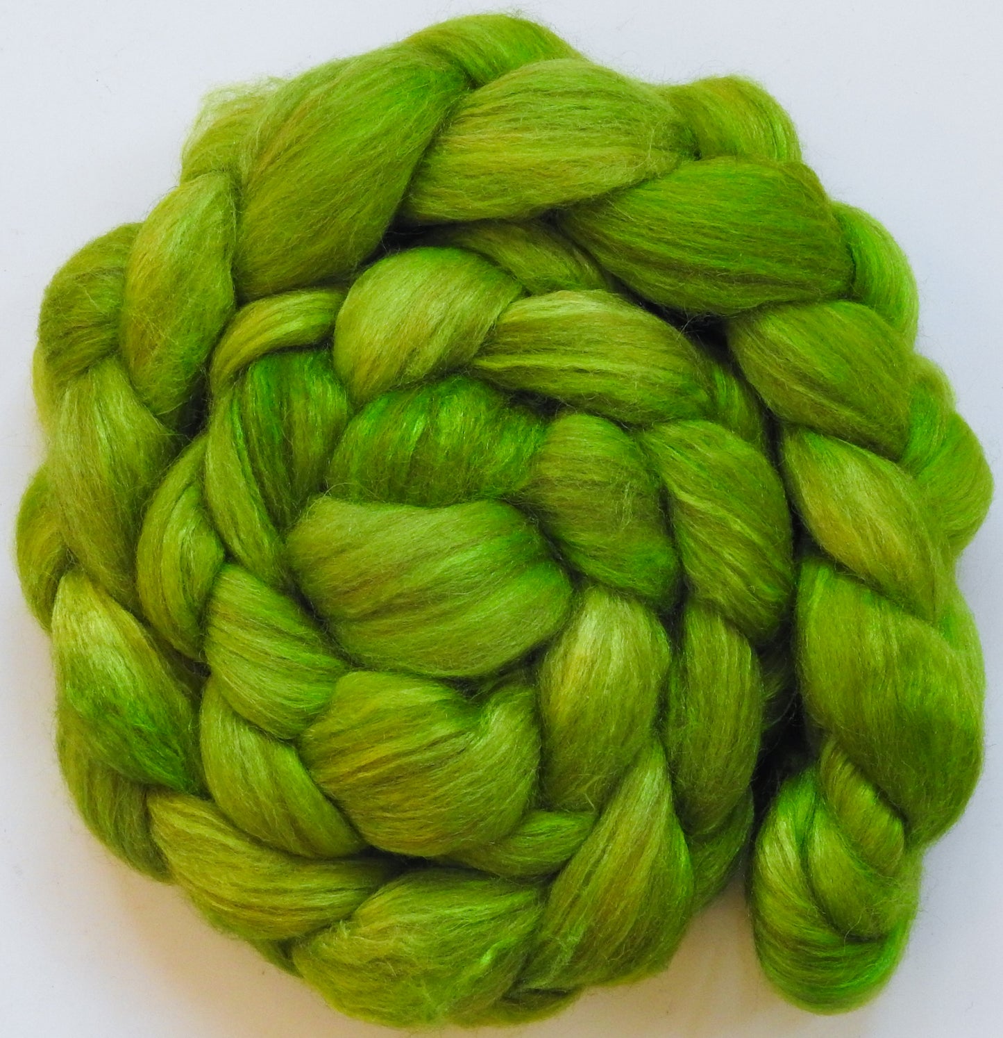 Tree Frog (5.5 oz) - Batt in a Braid #6 - 1/3 Grey Baby Alpaca/1/3 Polwarth/ 1/3 Tussah Silk