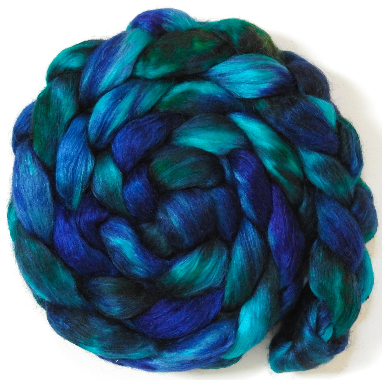 Fisher King (5.7 oz) - Batt in a Braid #52- Wensleydale/ Mulberry silk/ Polwarth (60/25/15)