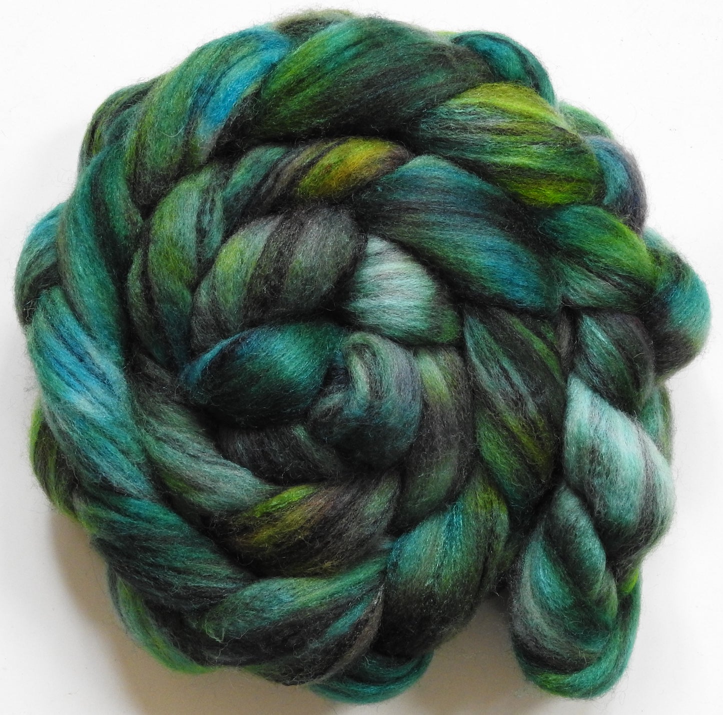 Scuba Diving (5.7 oz) - Batt in a Braid #68 - Lt. Grey Shetland/ Falkland Merino / Black tussah silk (45/30/25)