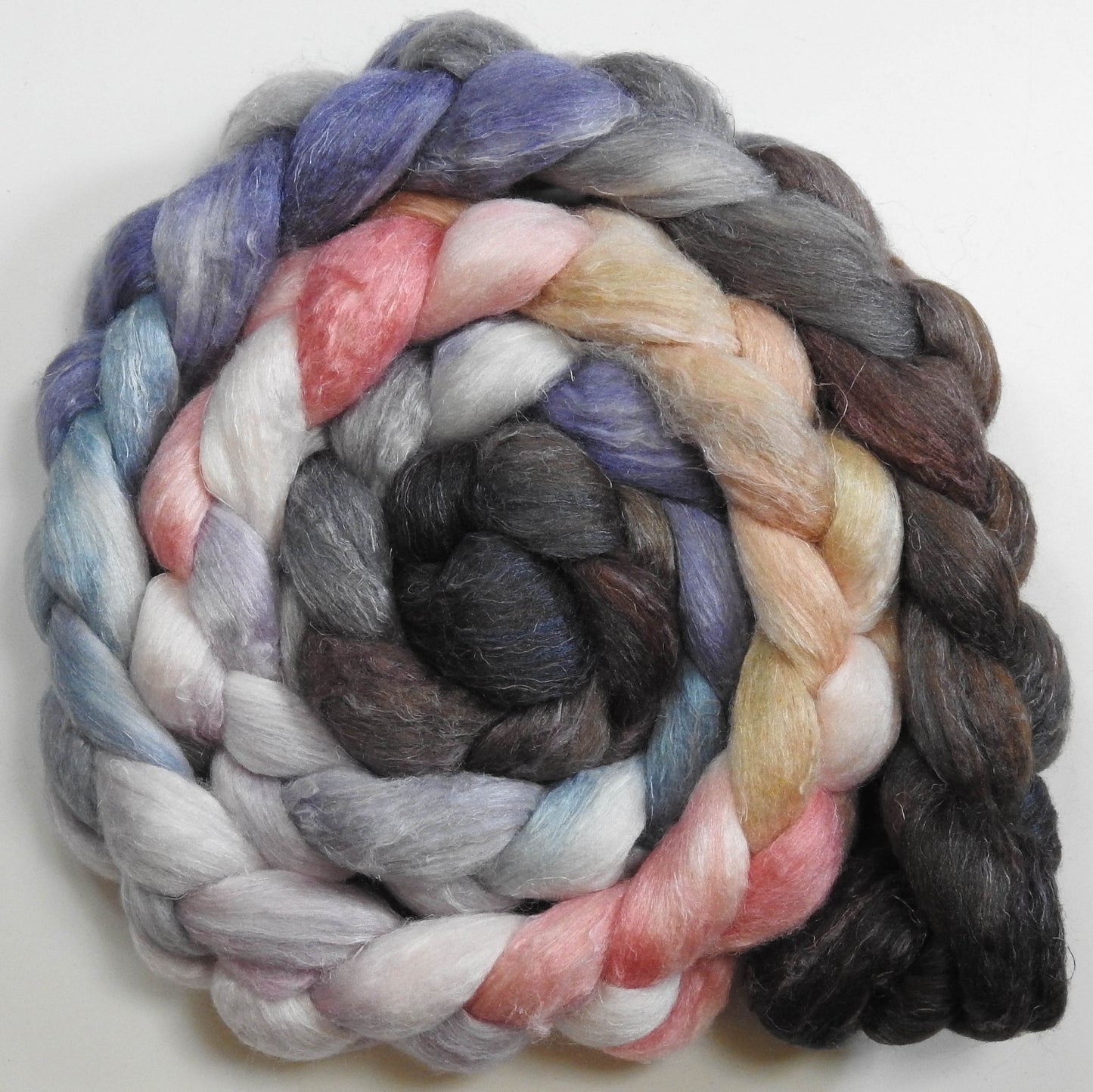 Coastline (5.6 oz) - Batt in a Braid #29 - Rambouillet / Tussah / Flax (40/40/20)