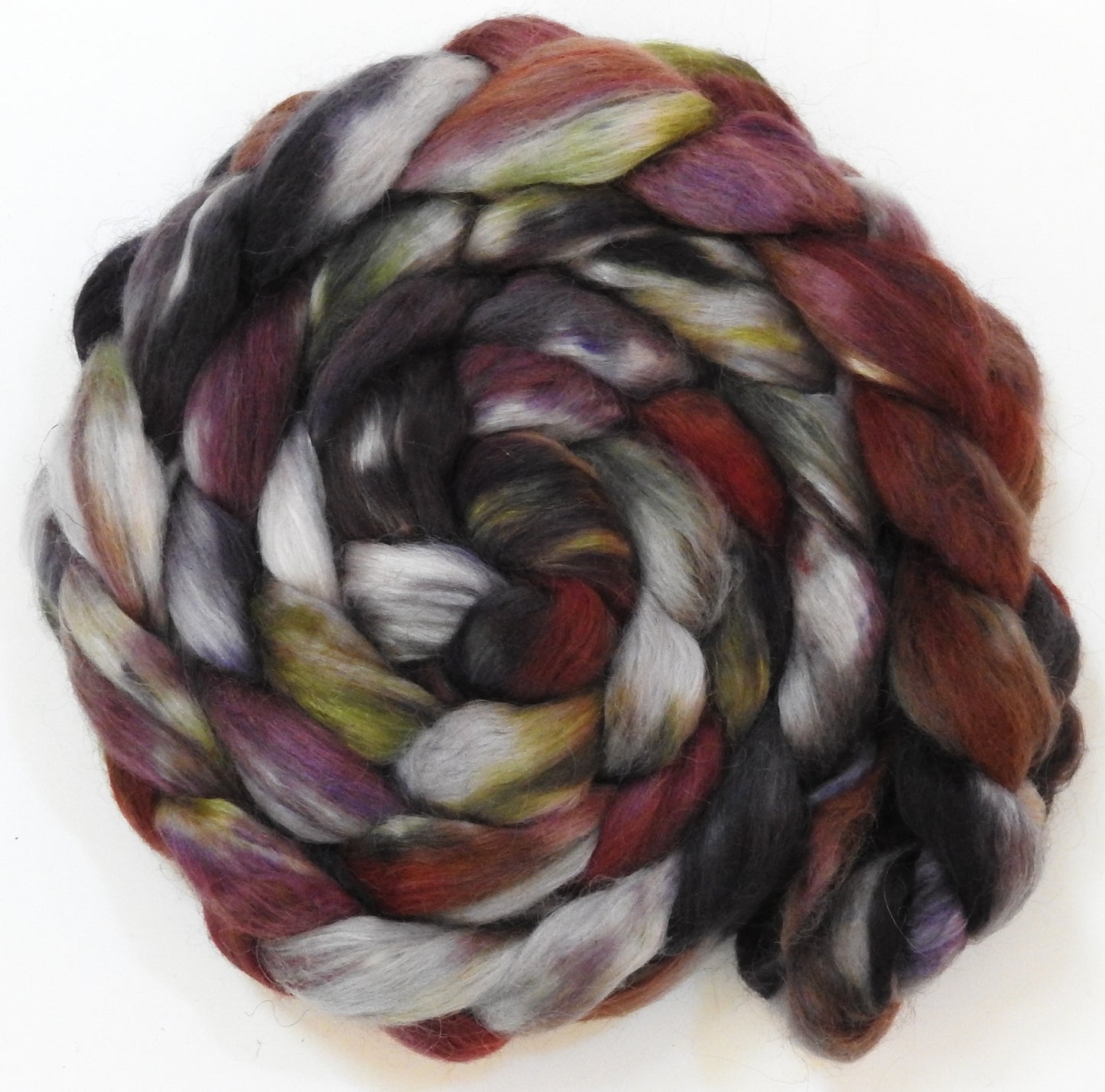 Dolomite (5.7 oz) - Batt in a Braid #52- Wensleydale/ Mulberry silk/ Polwarth (60/25/15)