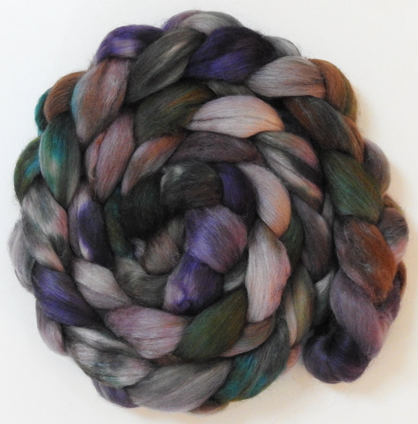 Lepidolite (5.8 oz) -Batt in a Braid #10- Superfine Merino/ Silk/Kid Mohair /Corriedale(25/25/25/25)
