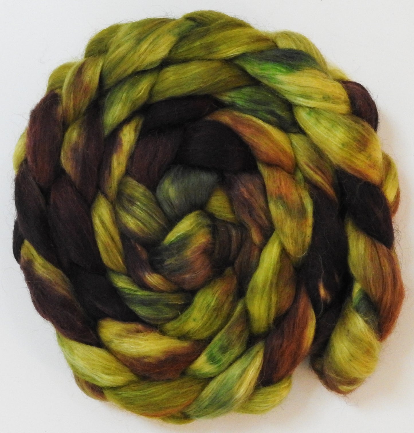 Sulfur (5.6 oz) - Batt in a Braid #52- Wensleydale/ Mulberry silk/ Polwarth (60/25/15)