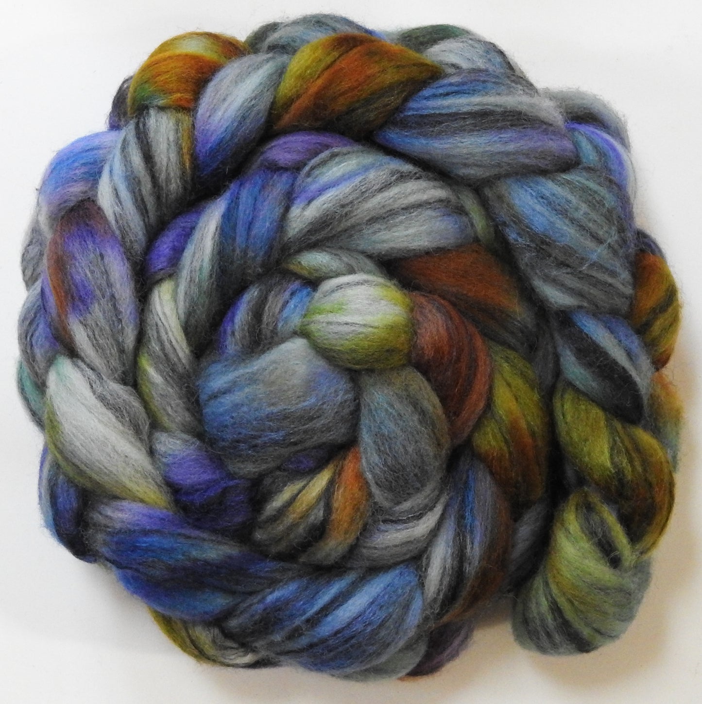 Right as Rain (5.6 oz) - Batt in a Braid #68 - Lt. Grey Shetland/ Falkland Merino / Black tussah silk (45/30/25)