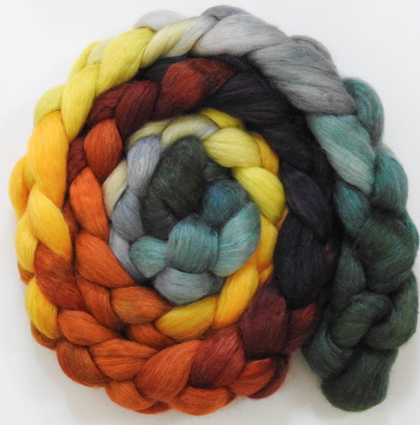 Gourds (5.7 oz) -Batt in a Braid #10- Superfine Merino/ Silk/Kid Mohair /Corriedale(25/25/25/25)