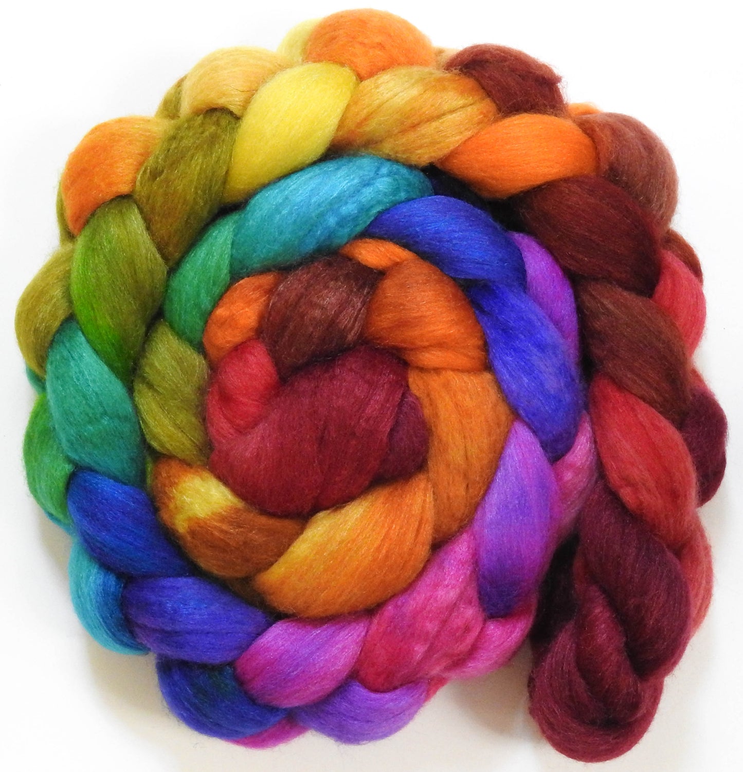 End of the Rainbow (5.7 oz) - Batt in a Braid #62 (Polwarth/ CASHMERE/ silk -50/25/25)