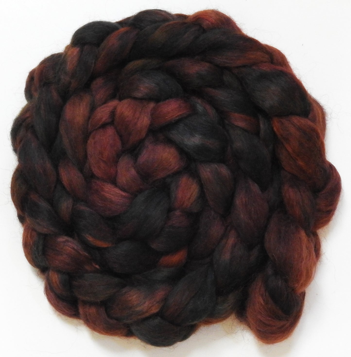 Pinecone (5.6 oz) - Batt in a Braid #52- Wensleydale/ Mulberry silk/ Polwarth (60/25/15)
