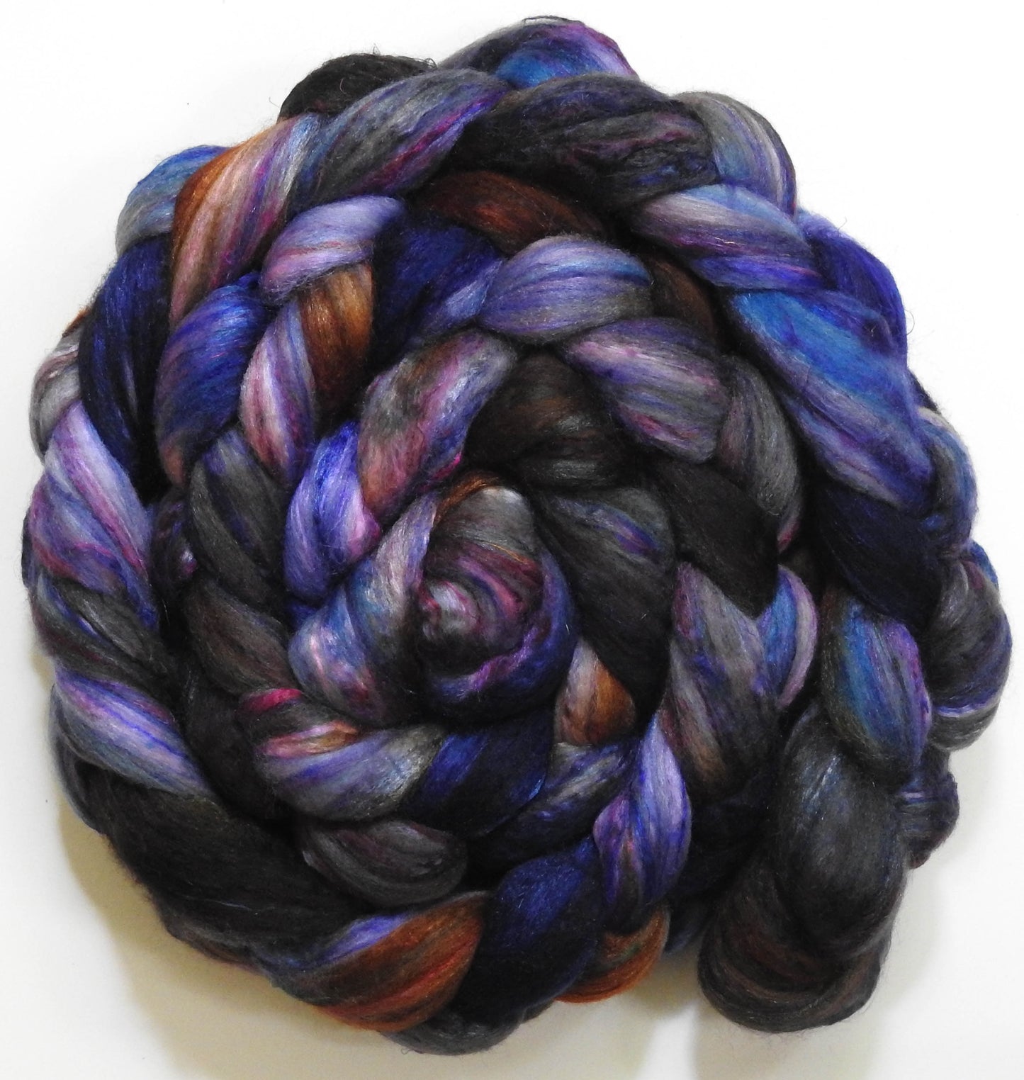 Singular - 42 (5.7 oz)-Batt in a Braid #39 - Merino/ Mulberry Silk / Sari Silk (50/25/25)