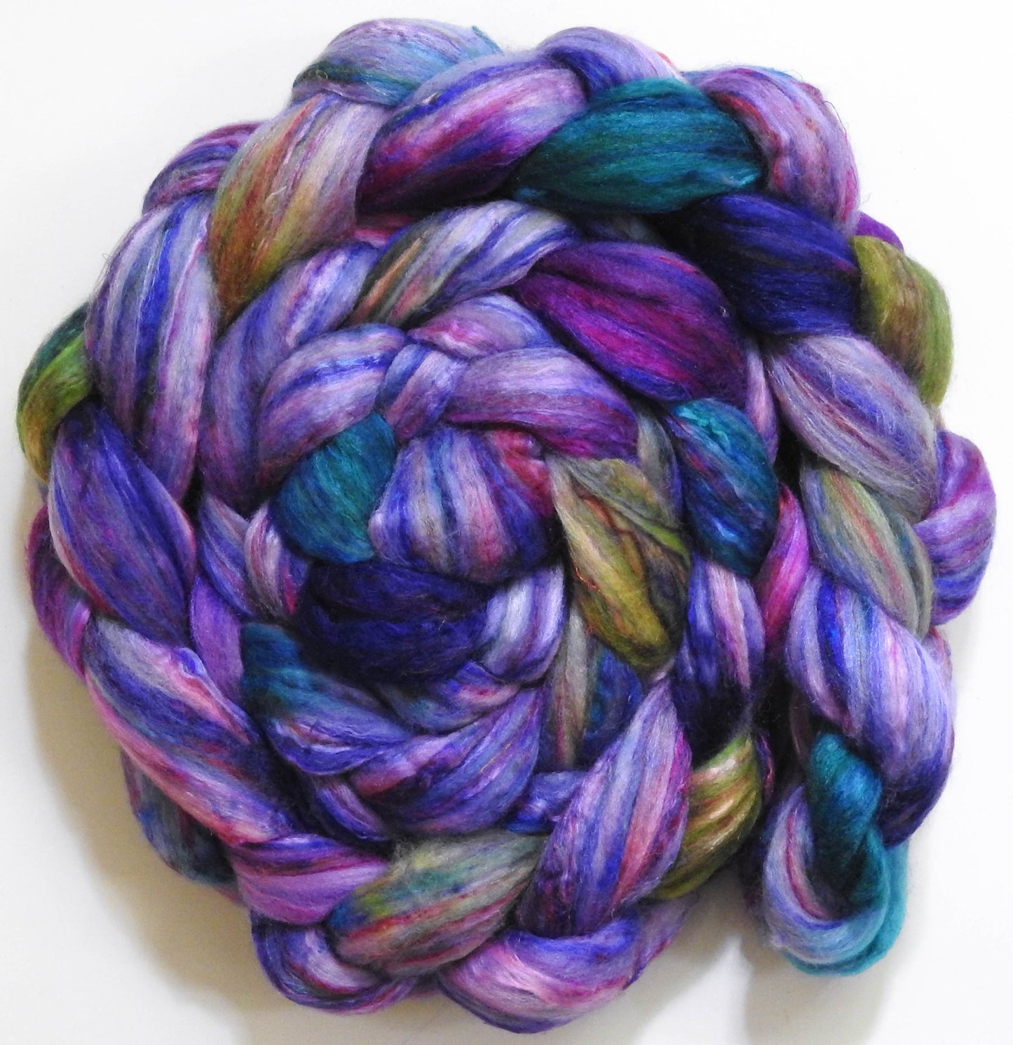 Singular - 37 (5.8 oz)-Batt in a Braid #39 - Merino/ Mulberry Silk / Sari Silk (50/25/25)