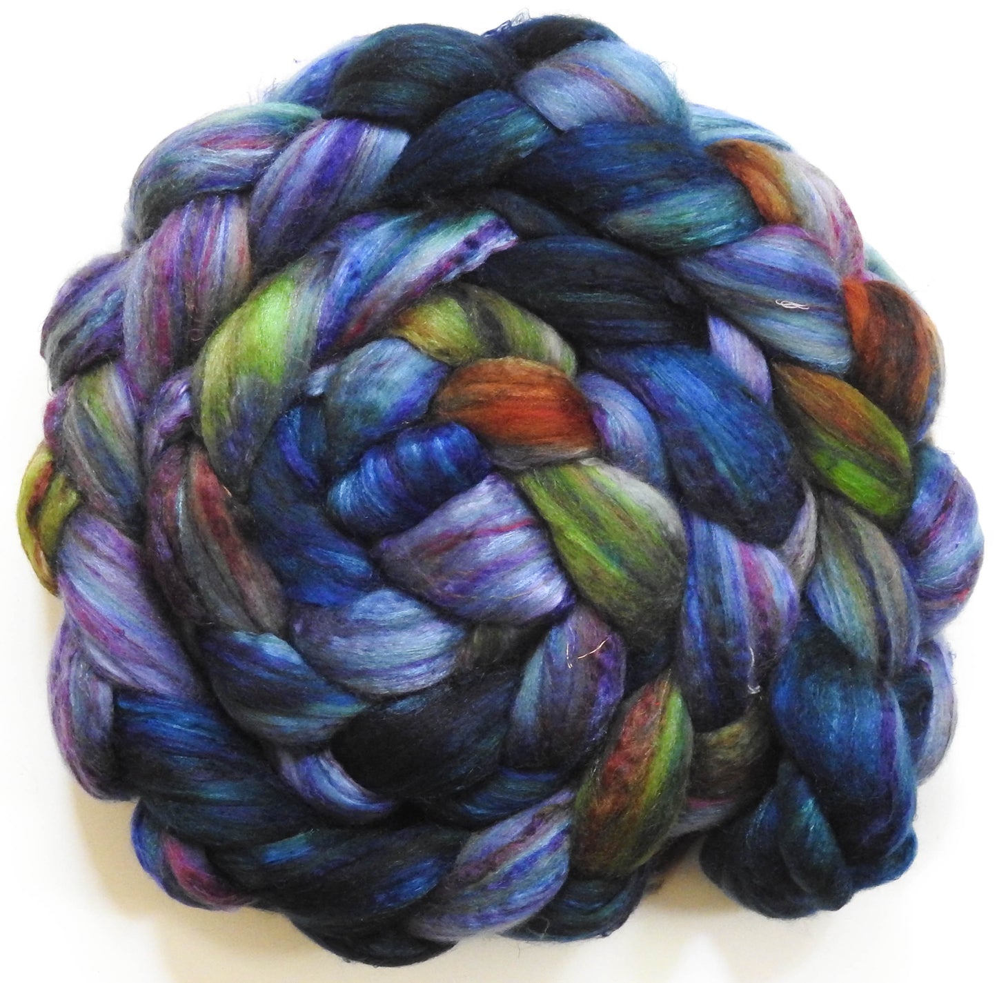 Singular - 40 (5.8 oz)-Batt in a Braid #39 - Merino/ Mulberry Silk / Sari Silk (50/25/25)