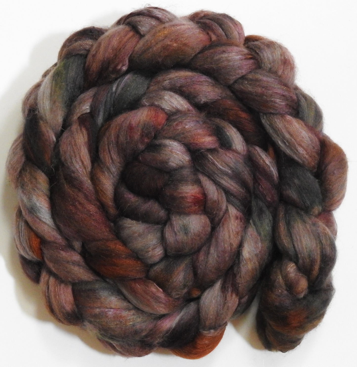 Morel (5.7 oz) - Batt in a Braid #5 - Merino/ Camel/ silk/ faux cashmere/ firestar (25/25/25/13/12)