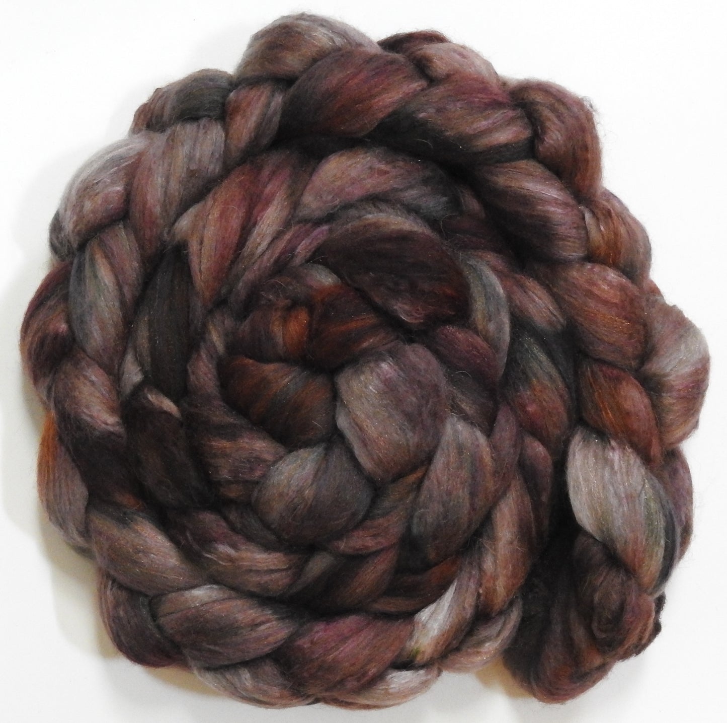 Morel (5.7 oz) - Batt in a Braid #5 - Merino/ Camel/ silk/ faux cashmere/ firestar (25/25/25/13/12)