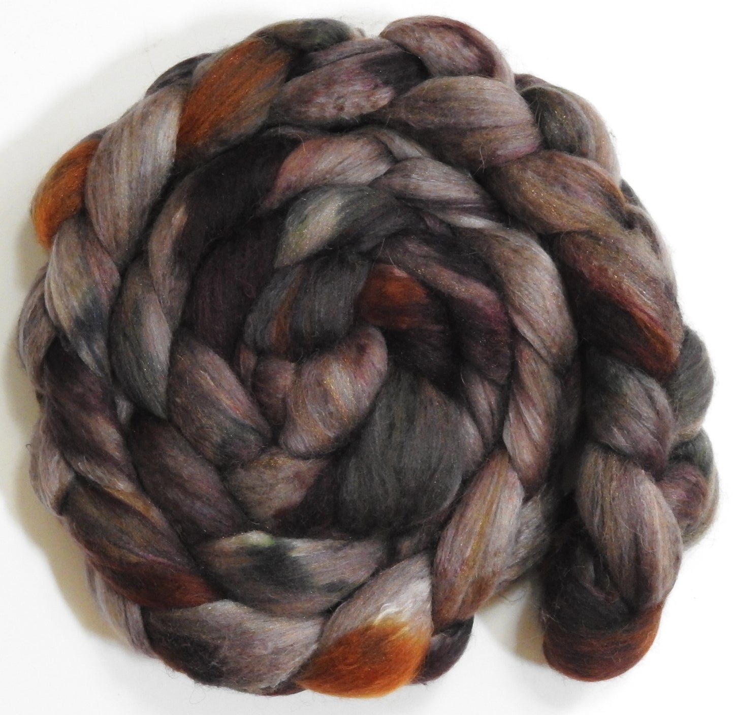 Morel (5.7 oz) - Batt in a Braid #5 - Merino/ Camel/ silk/ faux cashmere/ firestar (25/25/25/13/12)