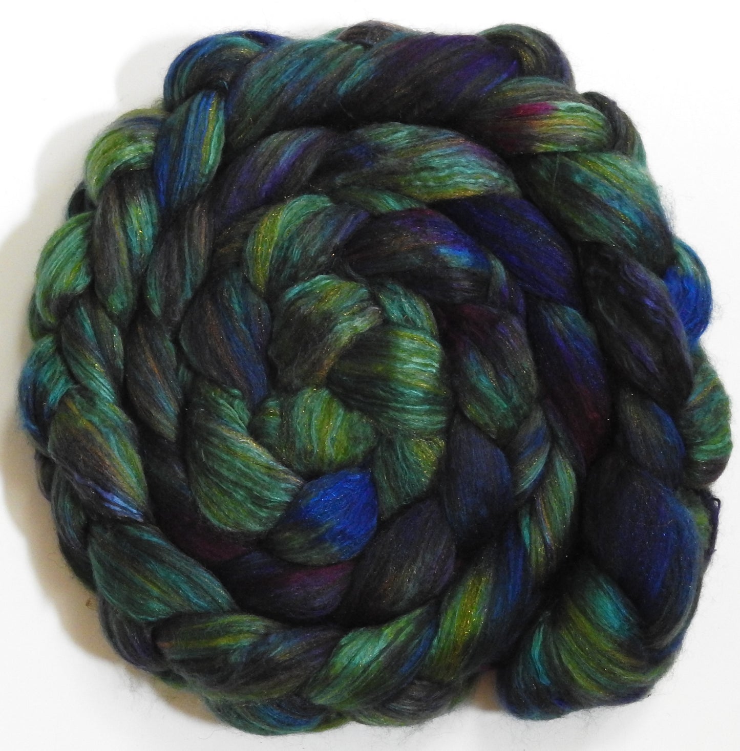 Whispering Pines (5.8 oz) - Batt in a Braid #5 - Merino/ Camel/ silk/ faux cashmere/ firestar (25/25/25/13/12)