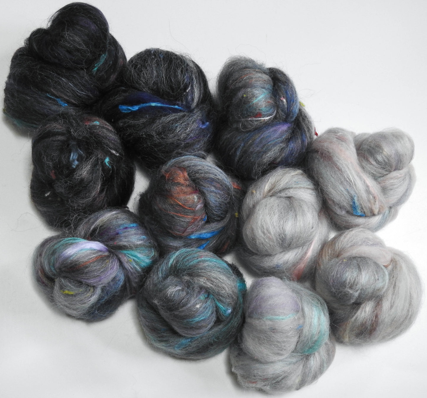 Fairy Cavern (4.1 oz) - NON-Sparkle Sticklebatts -Nash Island fleece; merino, Masham, Hebridean, polwarth, silk, bamboo, silk noil